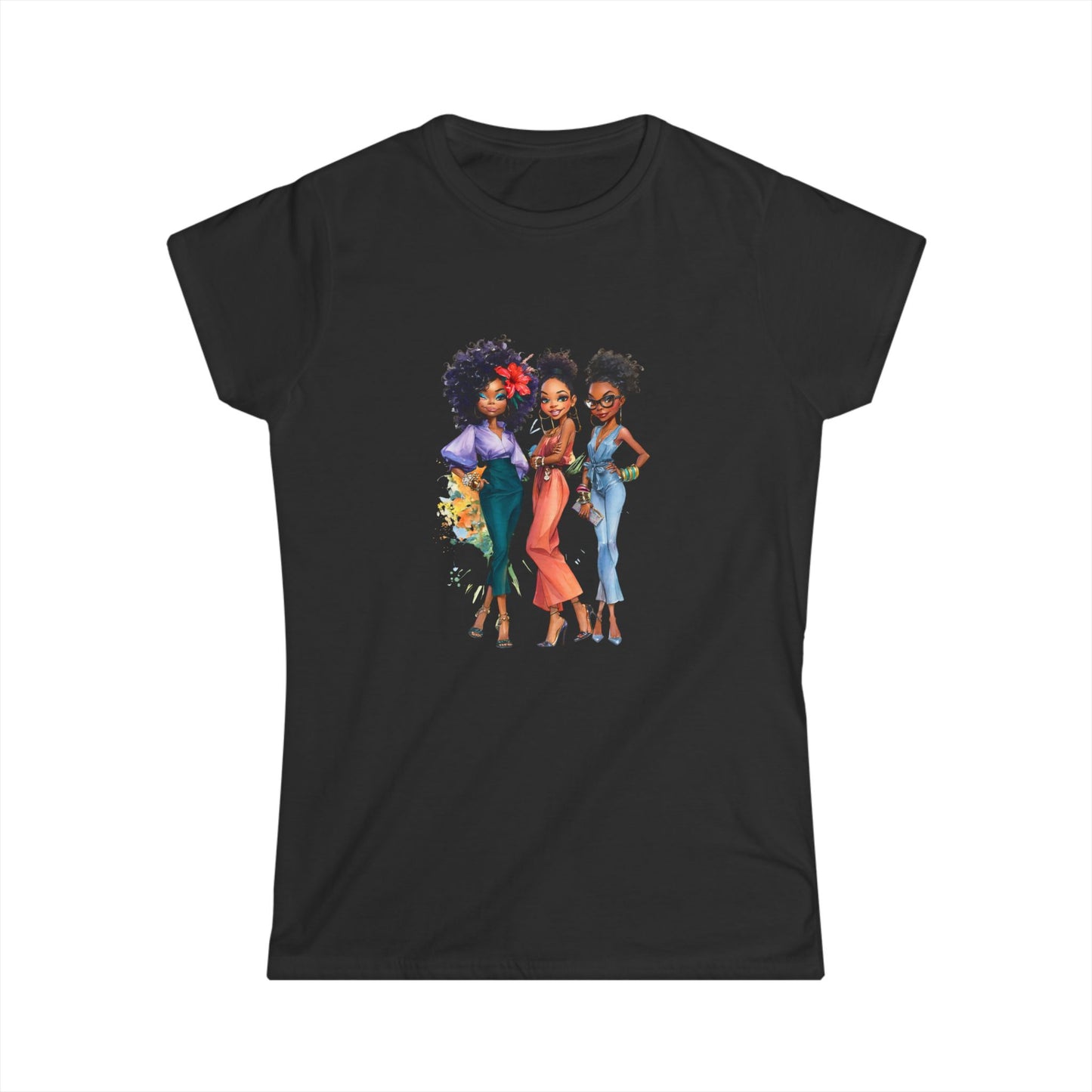 Stylish Women's Softstyle Tee with Afro Queens Design