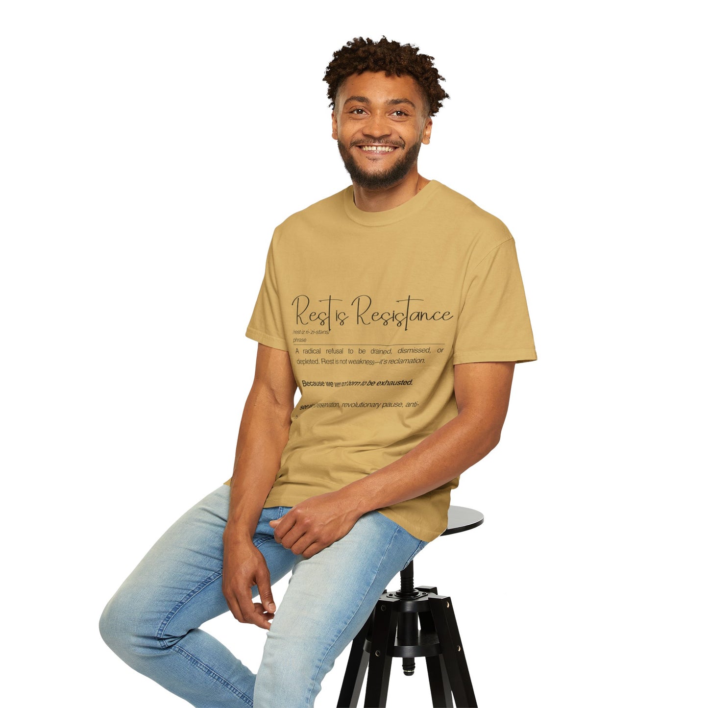 Rest is Resistance - A radical refusal to be drained, dismissed, or depleted Unisex T-Shirt, Relaxation Tee, Self-Care Shirt.