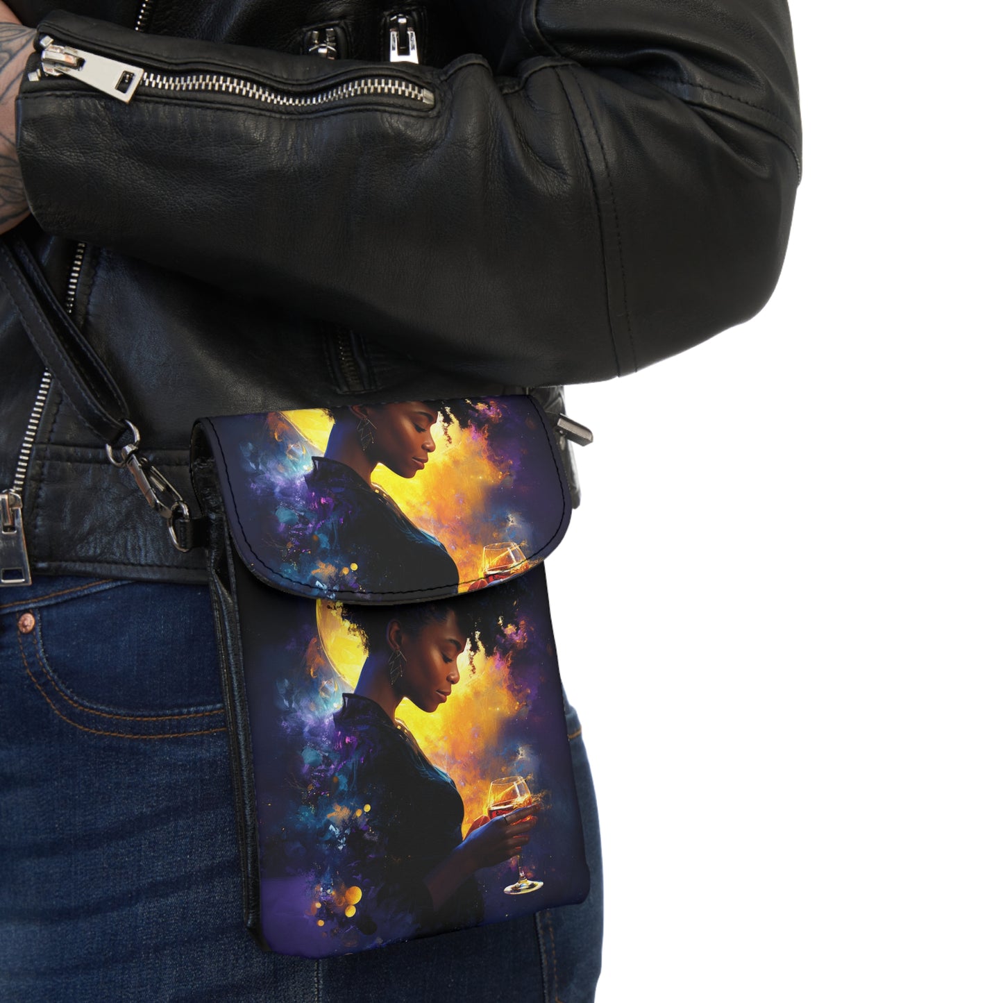Galaxy Print Small Cell Phone Wallet - Stylish Crossbody Bag for On-the-Go Essentials
