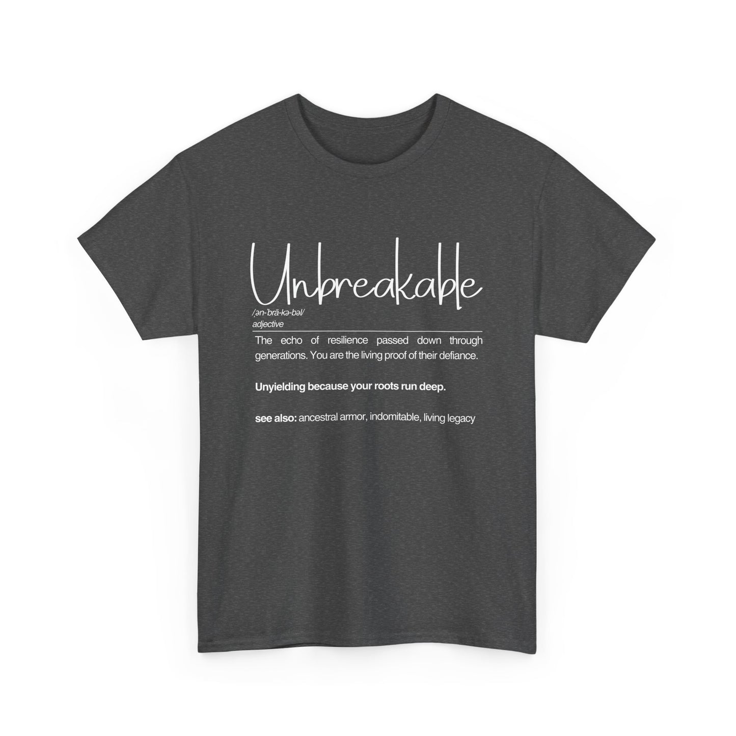Unbreakable Unisex Heavy Cotton Tee | The Echo of Resilience, Everyday Wear, Motivational Apparel