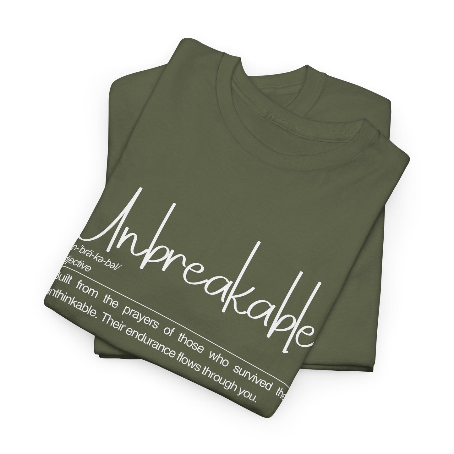 Unbreakable Unisex Heavy Cotton Tee | Motivational Shirt, Gift for Resilience, Inspirational Tee, Everyday Wear, Graphic Tee