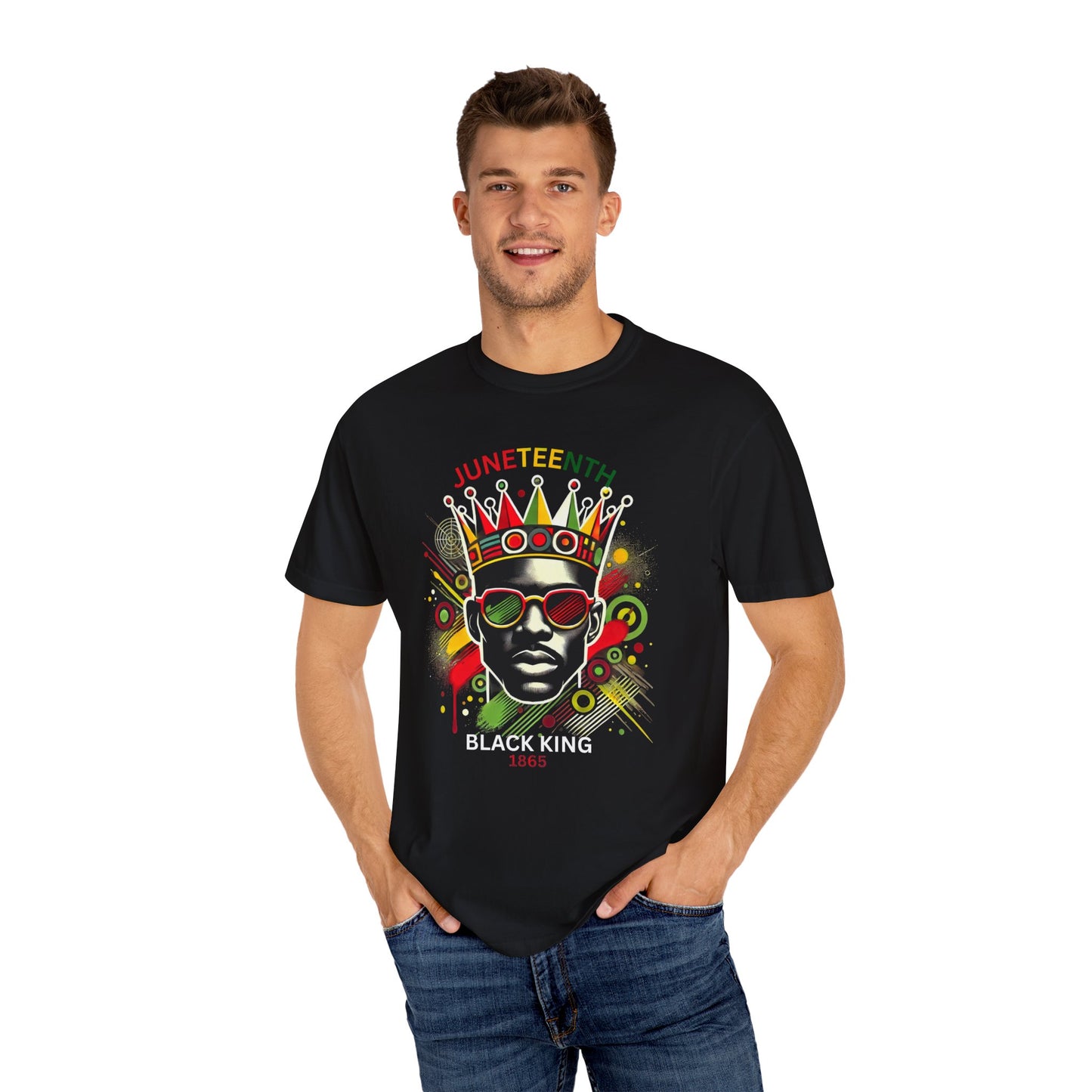 Unisex Black King Graphic Tee, Vibrant Afrocentric Shirt, African Heritage Gift, Kings Day Celebrations, Streetwear Fashion