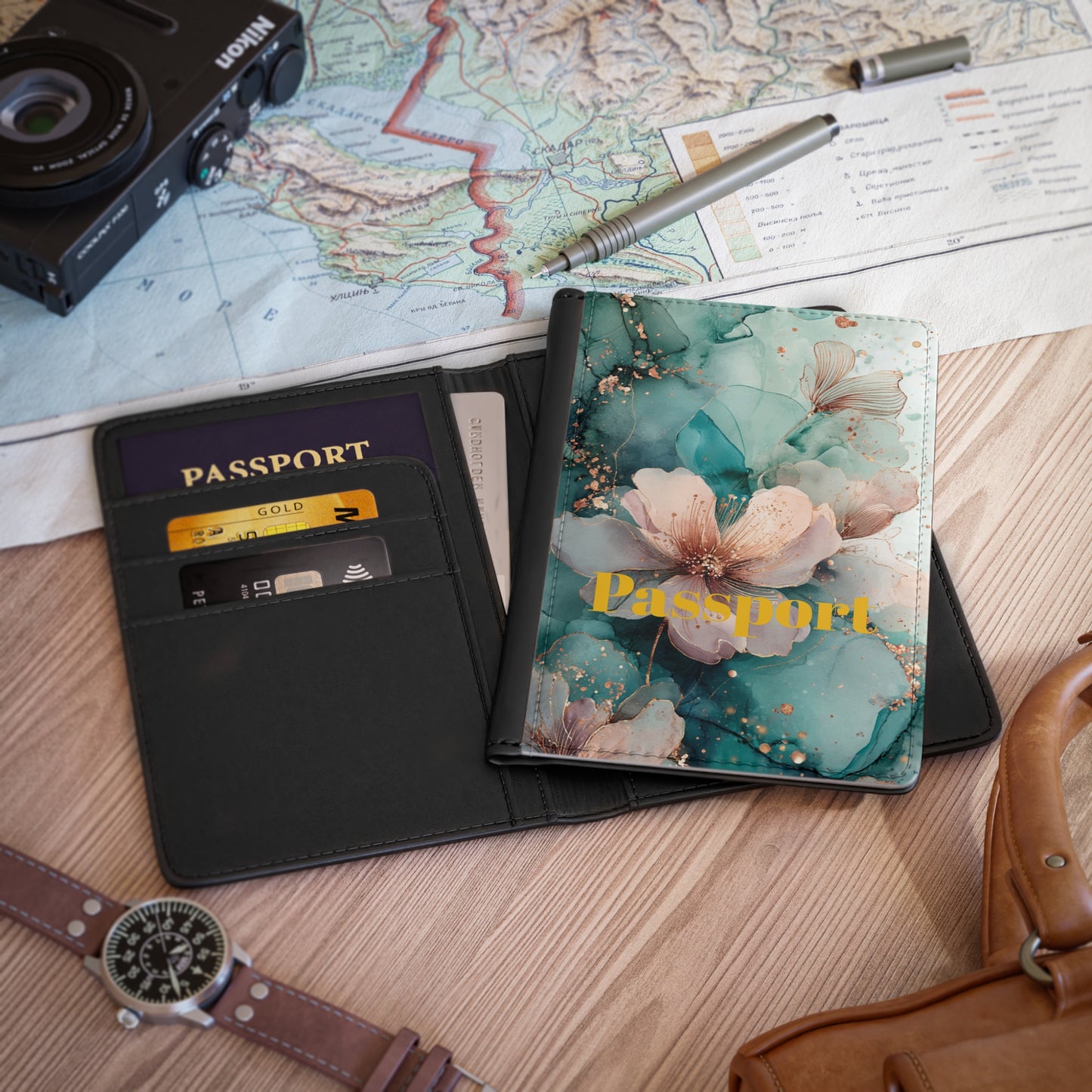 Floral Passport Cover for Travelers - Stylish Travel Document Holder