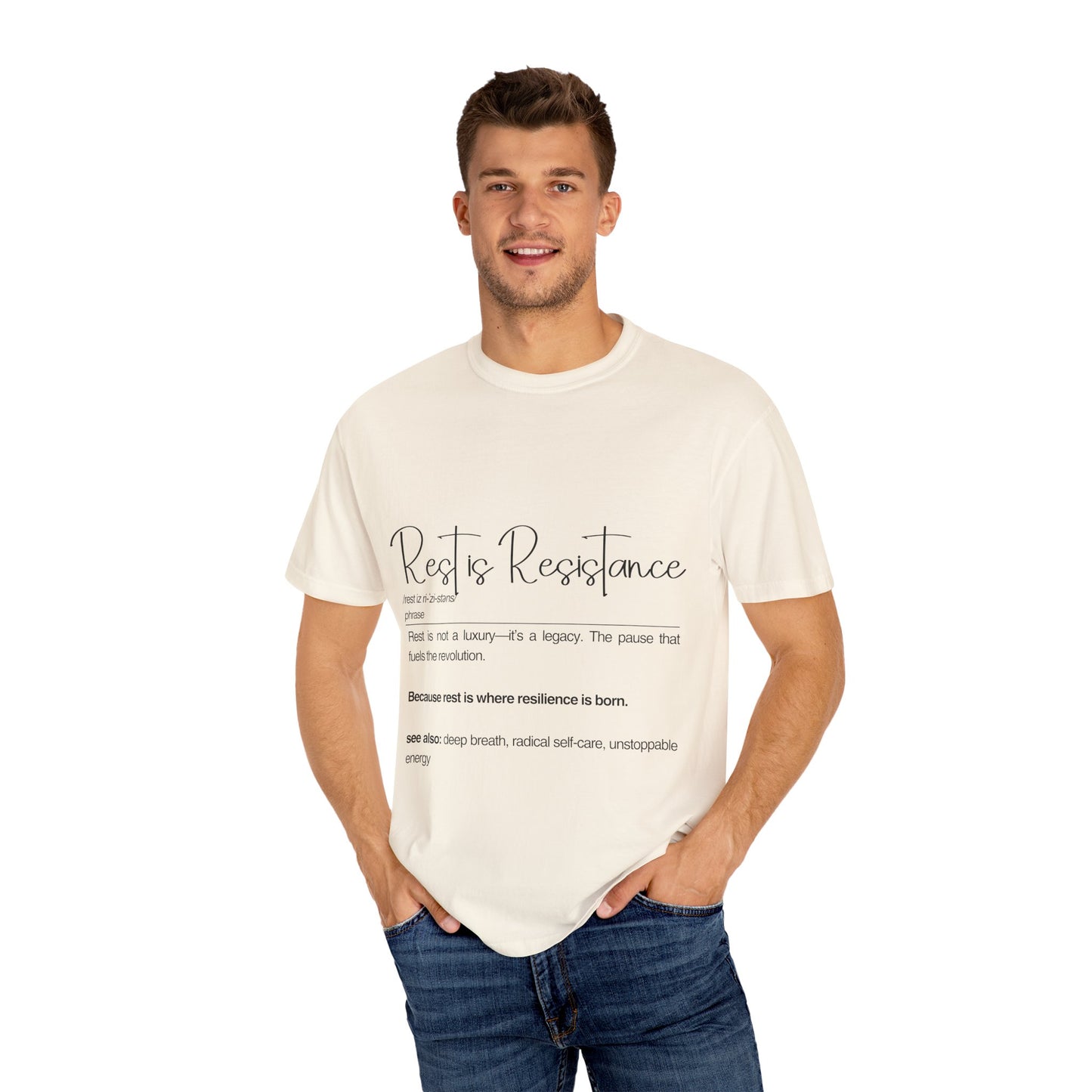 Rest is Resistance - Rest is not a luxury Unisex T-Shirt | Relaxation, Self-Care Gift, Quote Shirt