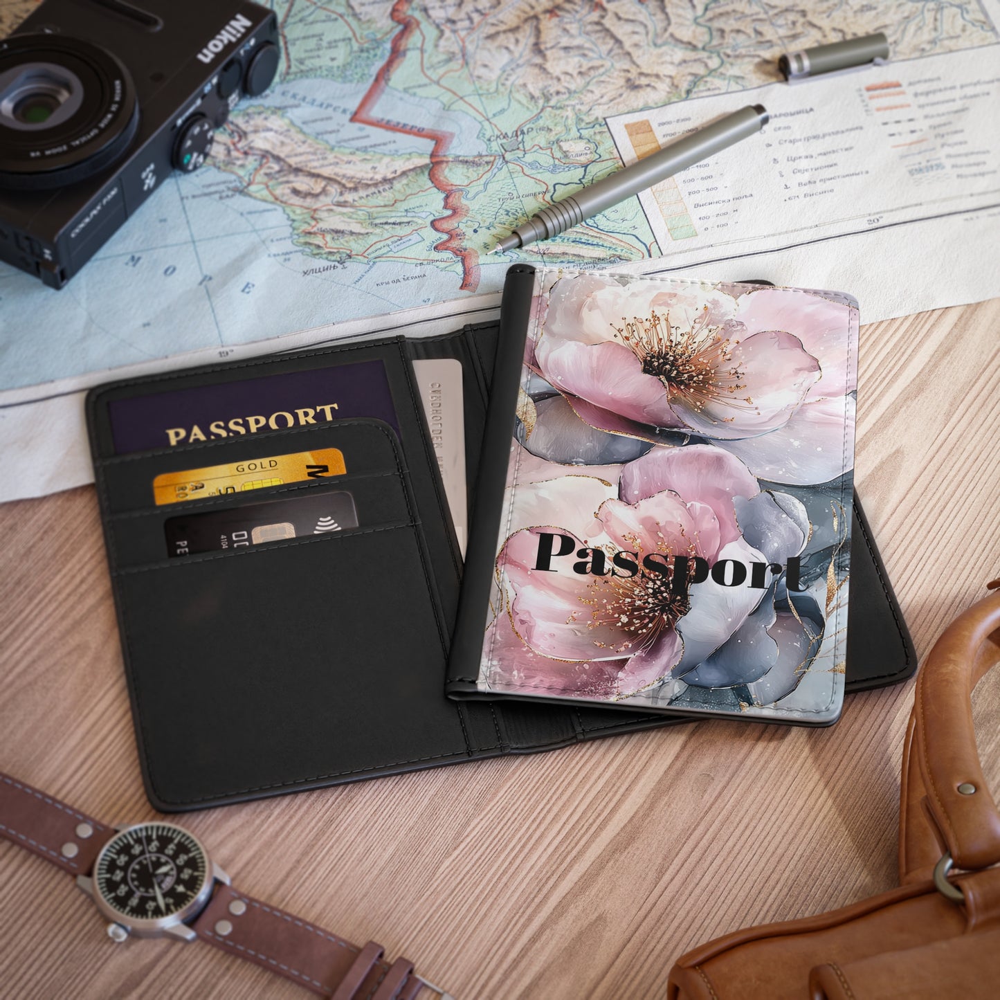 Floral Passport Cover - Travel in Style with Elegant Flower Design