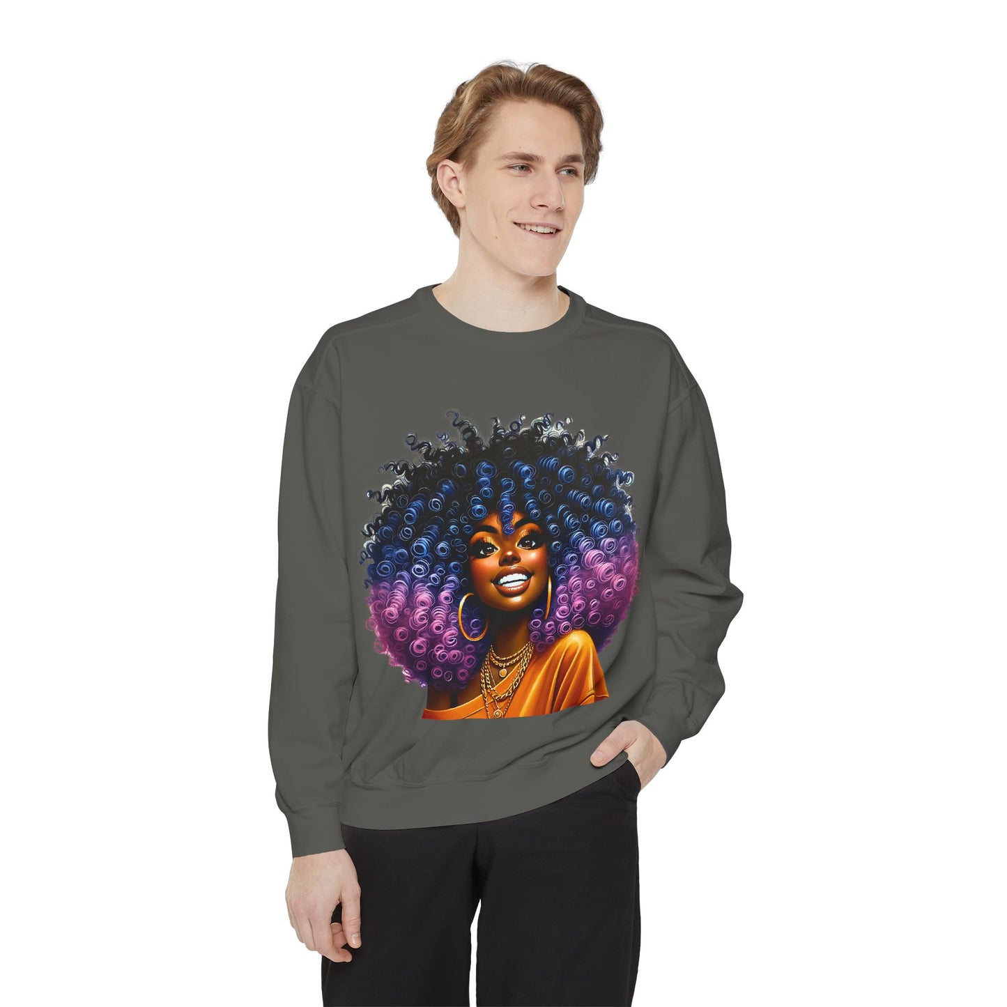 Artistic Afro Sweatshirt - Unisex Garment-Dyed Style