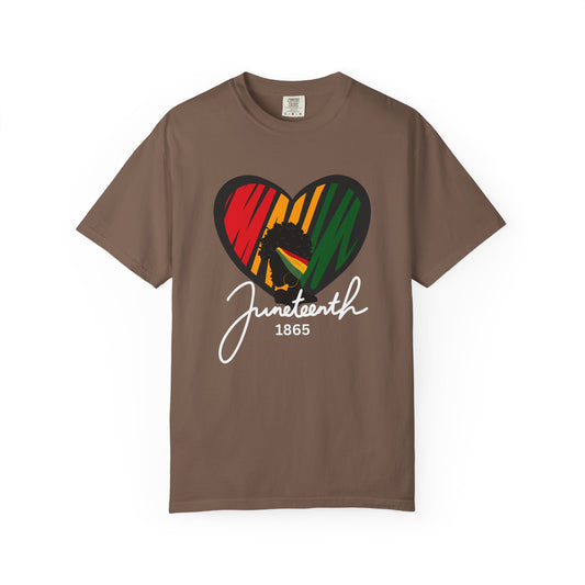 Juneteenth Heart T-shirt, Celebrate Freedom, Unisex Garment-Dyed Tee, Historical Commemorative Shirt, Casual Everyday Wear, Summer Fashion