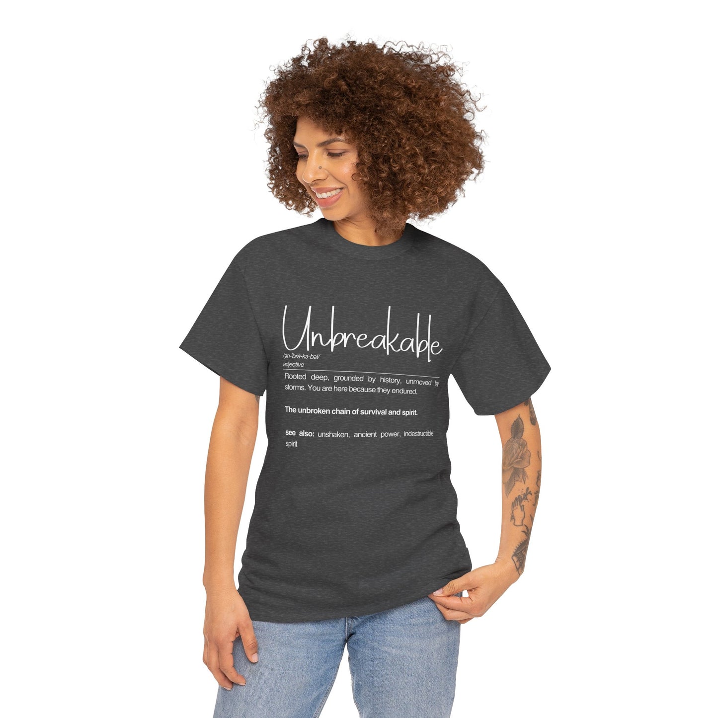 Unbreakable Definition Tee | Unisex Heavy Cotton Shirt, Vintage Inspirational Gift, Casual Wear, Motivational Quote T-Shirt