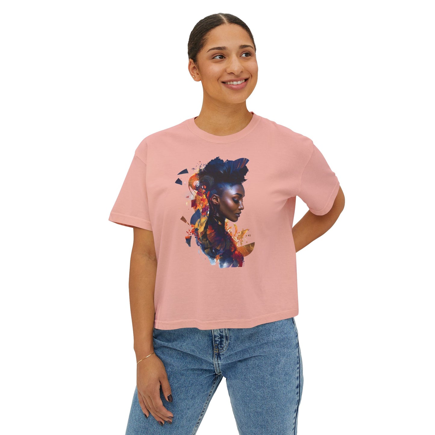 Artistic Women's Boxy Tee - Stylish Graphic for Creative Souls