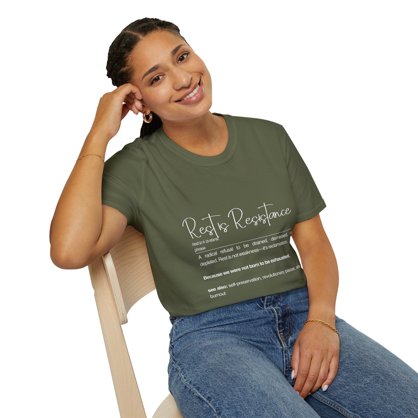 Rest is Resistance - A radical refusal to be drained, dismissed, or depleted Unisex Tee, Soft style Fashion, Motivational Quote