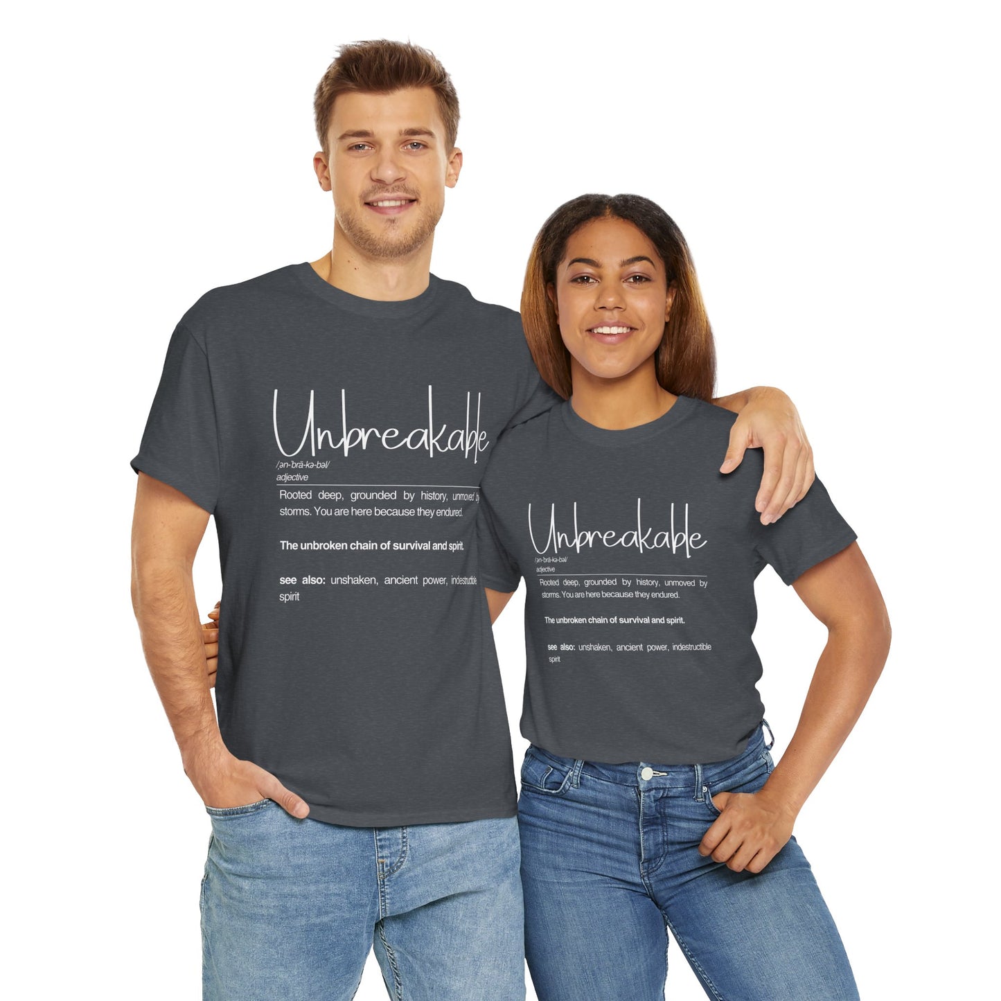 Unbreakable Definition Tee | Unisex Heavy Cotton Shirt, Vintage Inspirational Gift, Casual Wear, Motivational Quote T-Shirt