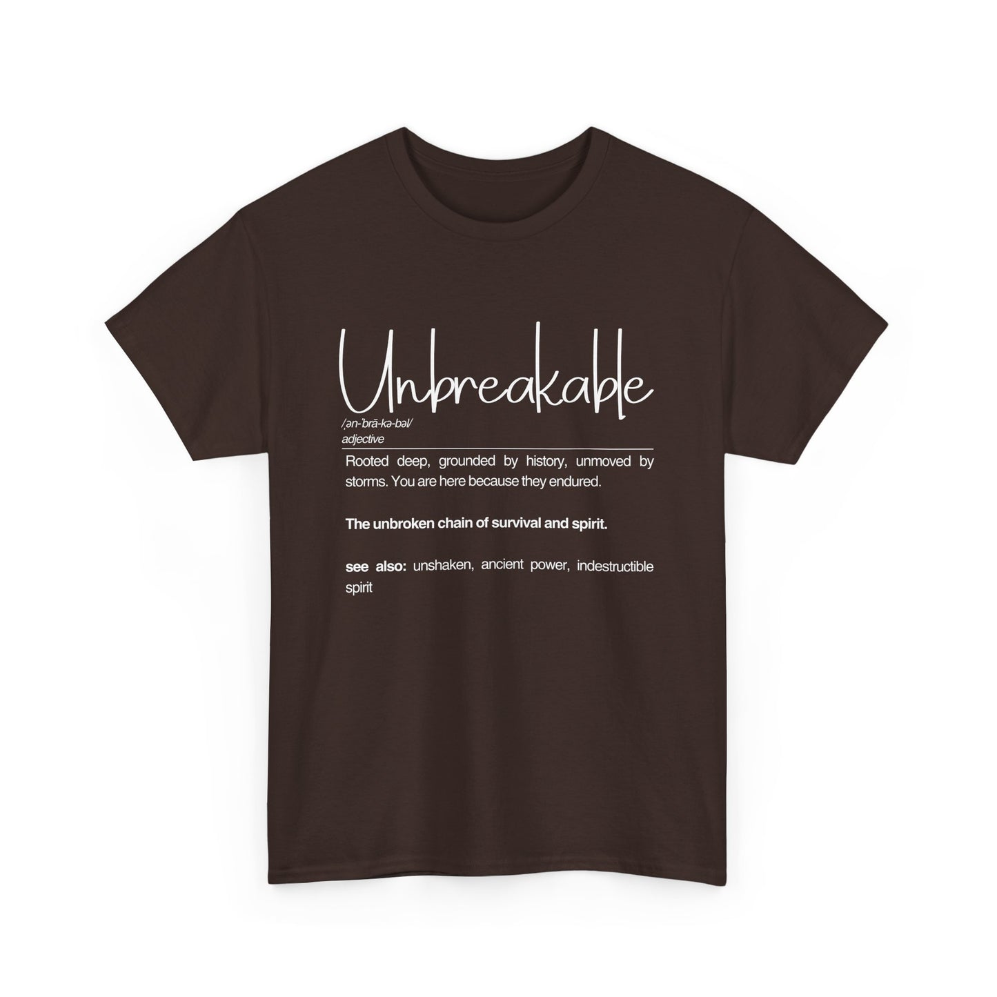 Unbreakable Definition Tee | Unisex Heavy Cotton Shirt, Vintage Inspirational Gift, Casual Wear, Motivational Quote T-Shirt