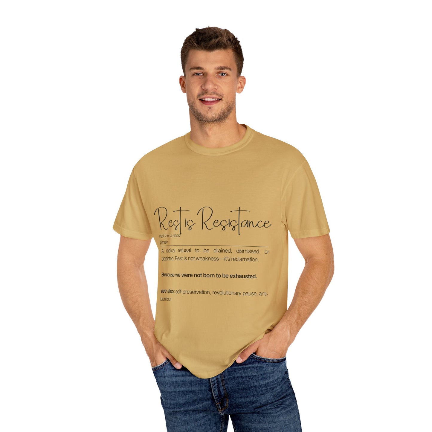 Rest is Resistance - A radical refusal to be drained, dismissed, or depleted Unisex T-Shirt, Relaxation Tee, Self-Care Shirt.