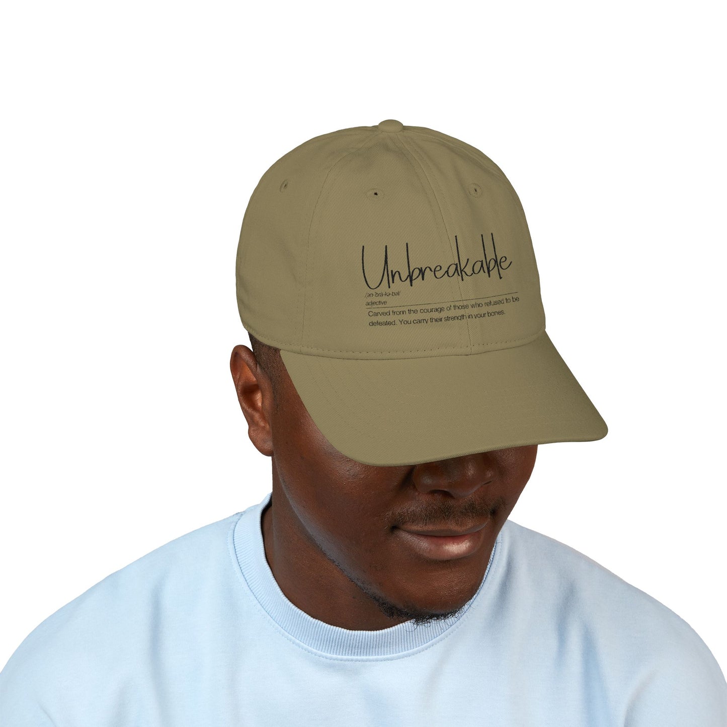 Unbreakable Organic Baseball Cap, Soft Adjustable Hat, Gift for Friends, Casual Everyday Wear, Inspirational Apparel