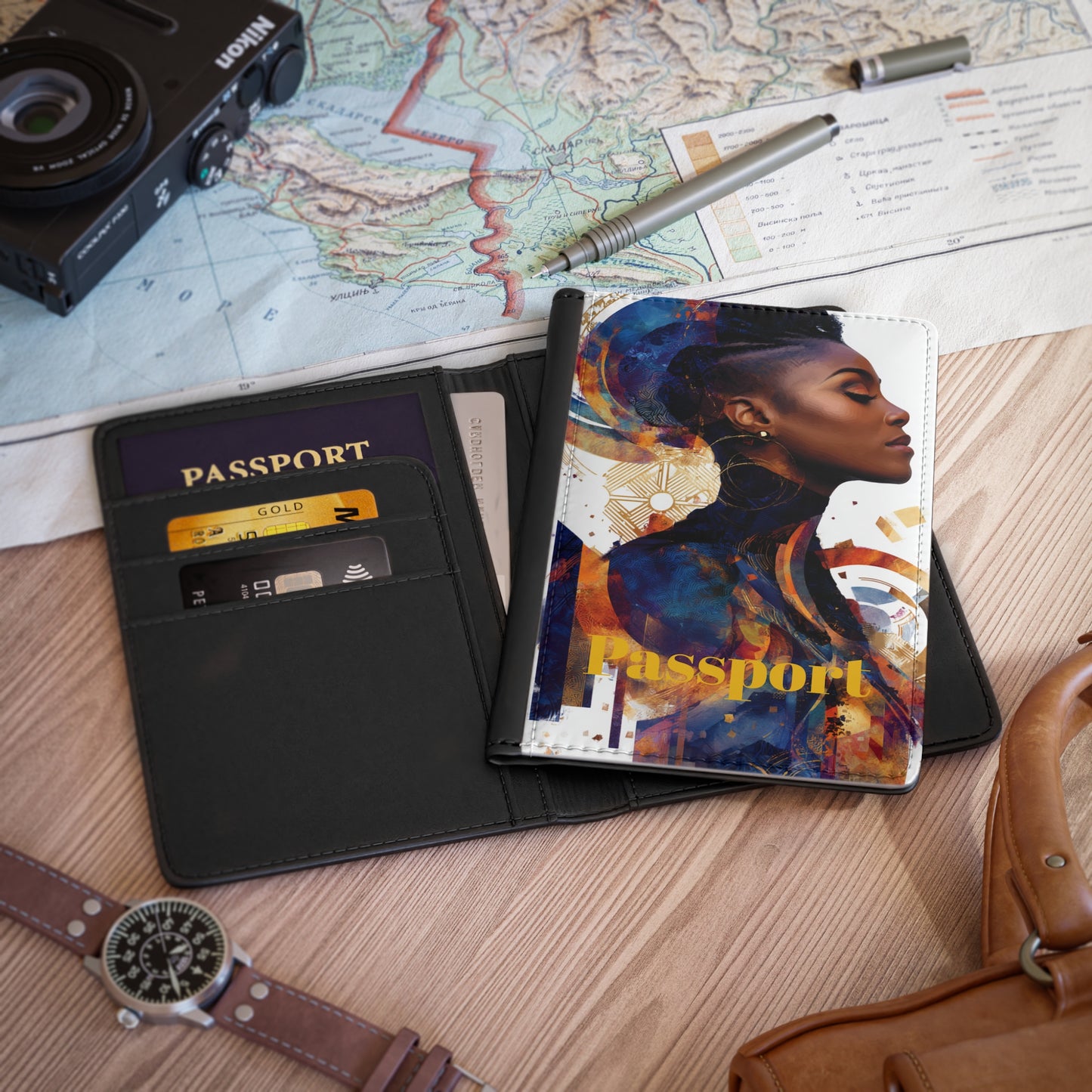 Stylish Passport Cover with Artistic Design - Travel in Style