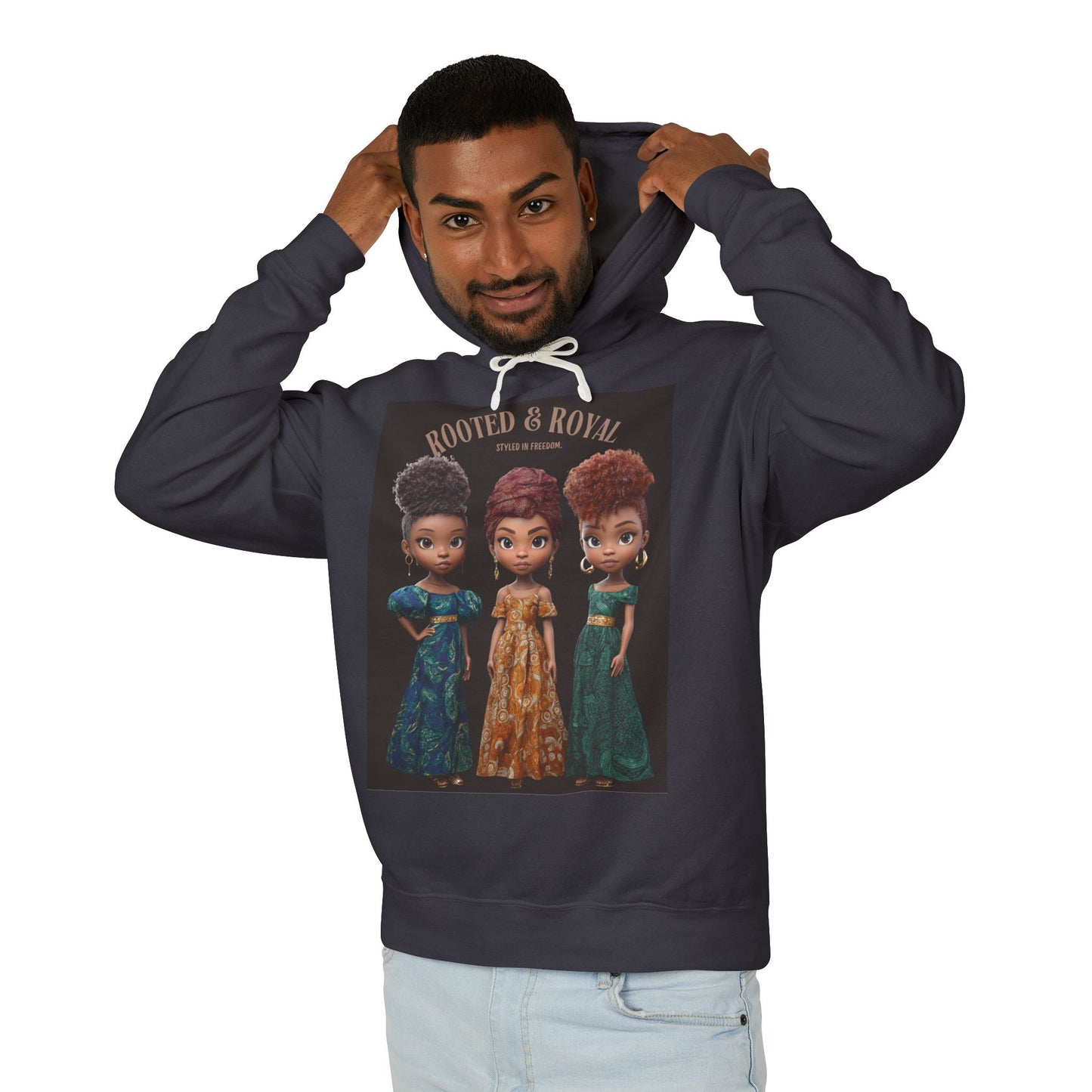 Rooted & Royal Girls Hoodie — Black Princess Trio Graphic Hooded Sweatshirt