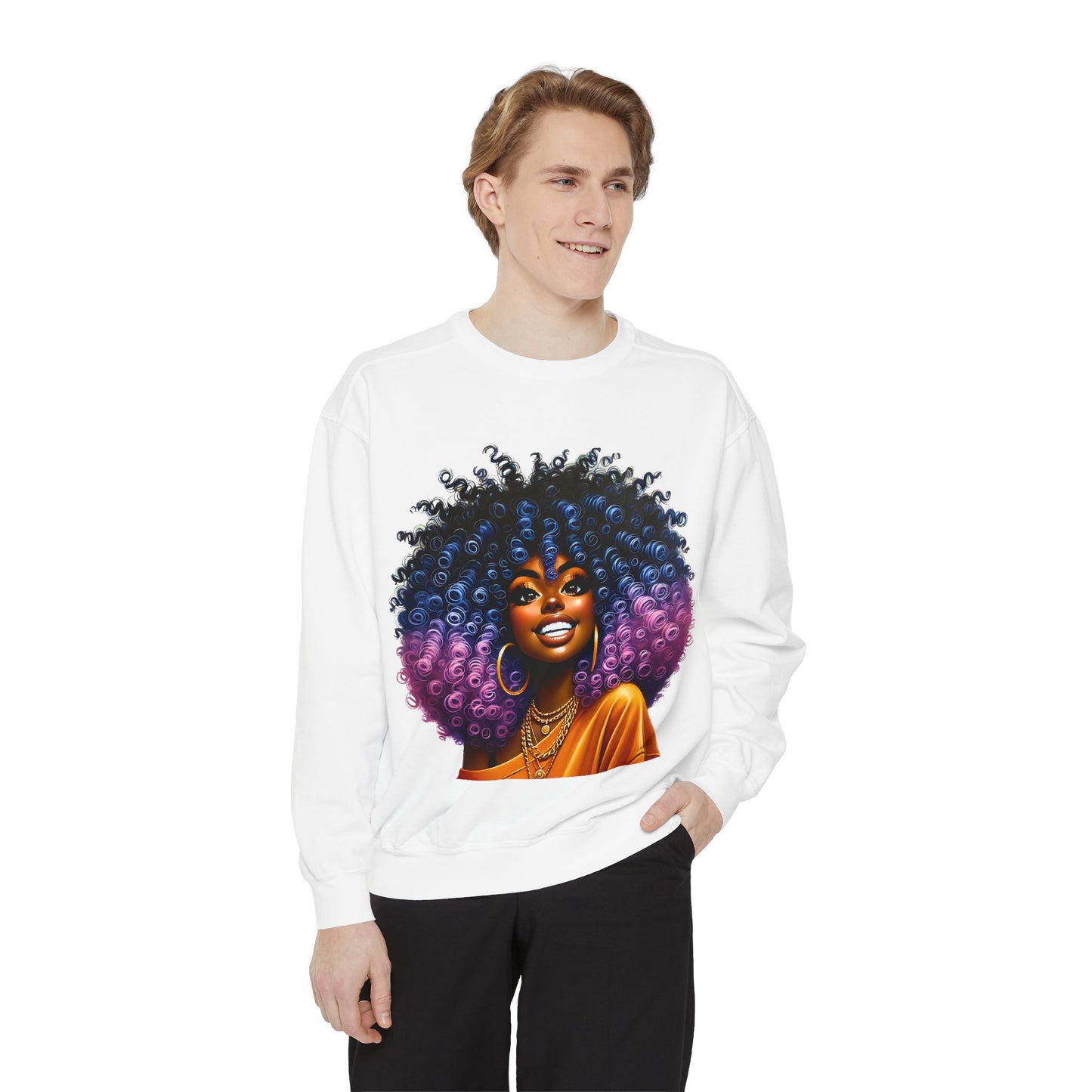Artistic Afro Sweatshirt - Unisex Garment-Dyed Style