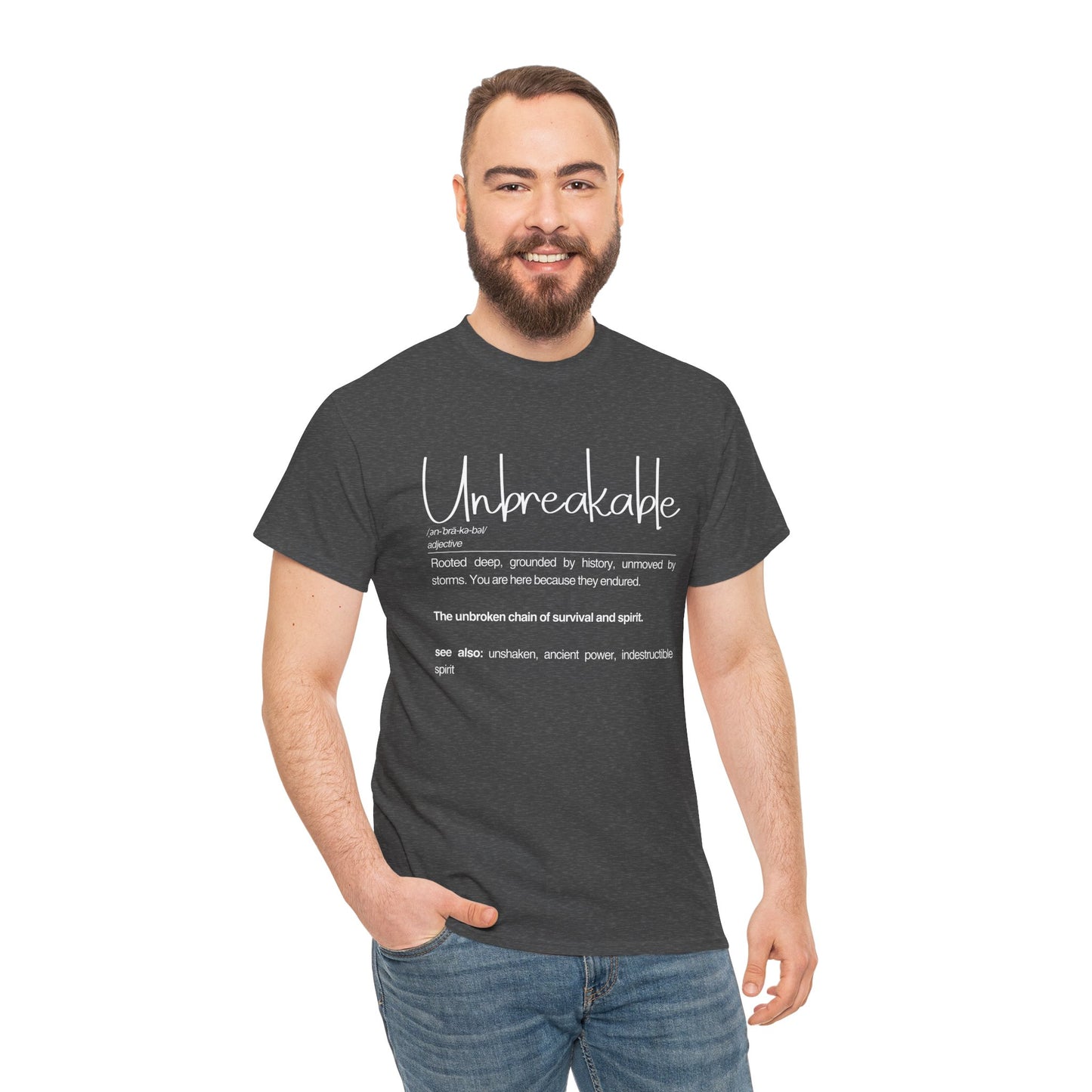 Unbreakable Definition Tee | Unisex Heavy Cotton Shirt, Vintage Inspirational Gift, Casual Wear, Motivational Quote T-Shirt
