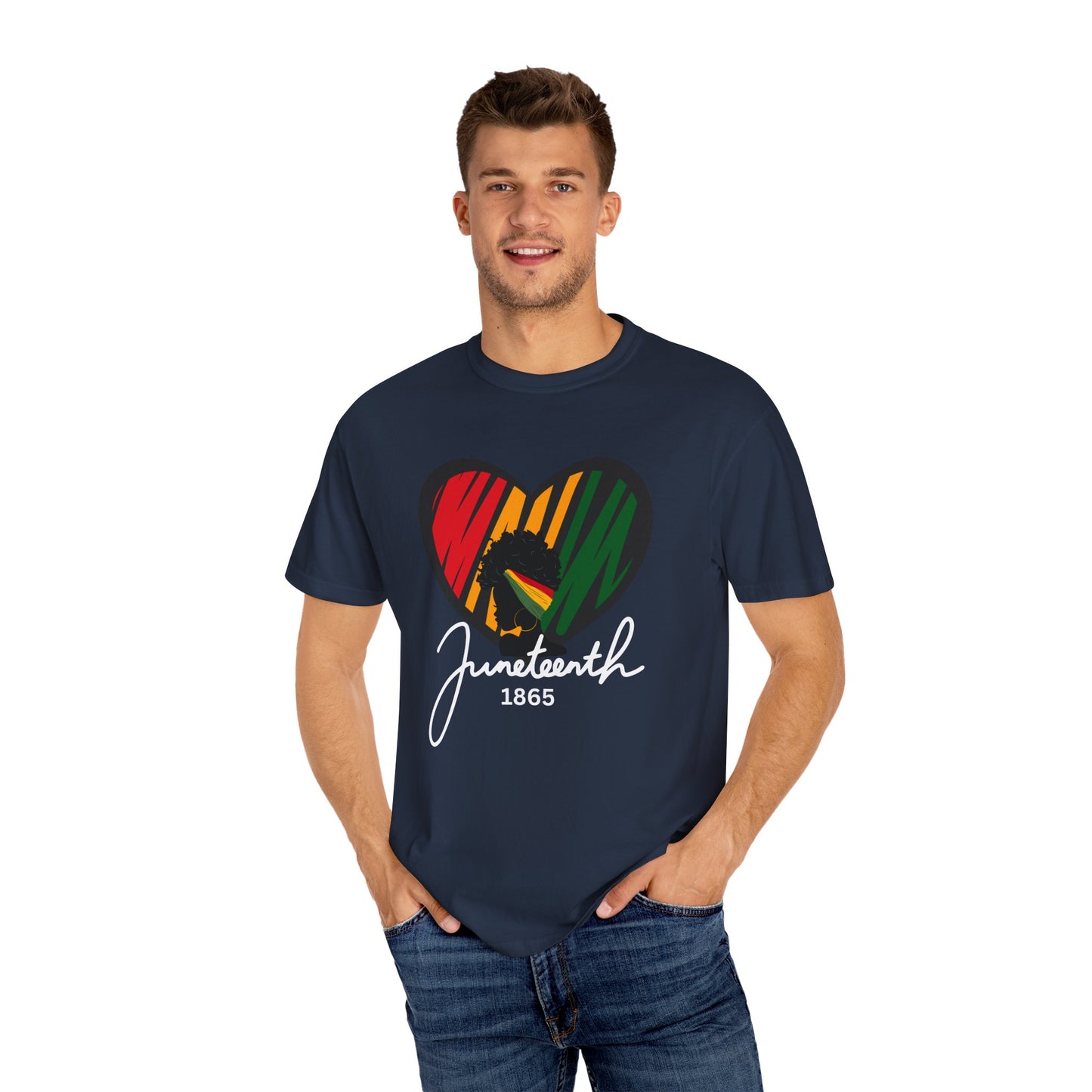 Juneteenth Heart T-shirt, Celebrate Freedom, Unisex Garment-Dyed Tee, Historical Commemorative Shirt, Casual Everyday Wear, Summer Fashion