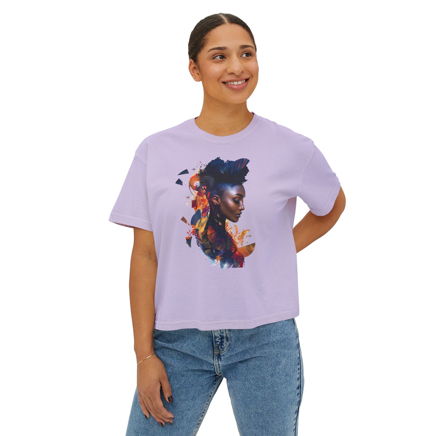 Artistic Women's Boxy Tee - Stylish Graphic for Creative Souls