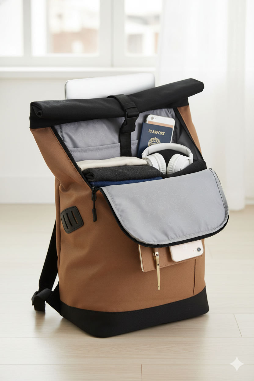 Himawari Contrast Waterproof Canvas Backpack Bag