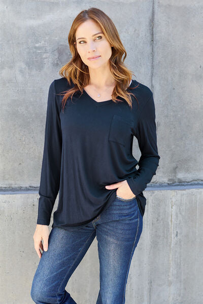 Basic Bae V-Neck Long Sleeve Top