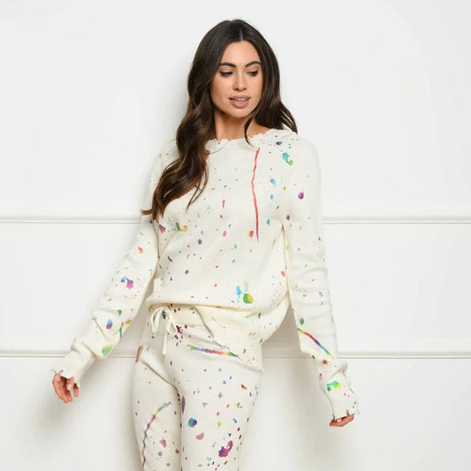 Long Sleeve Paint Splatter Sweater