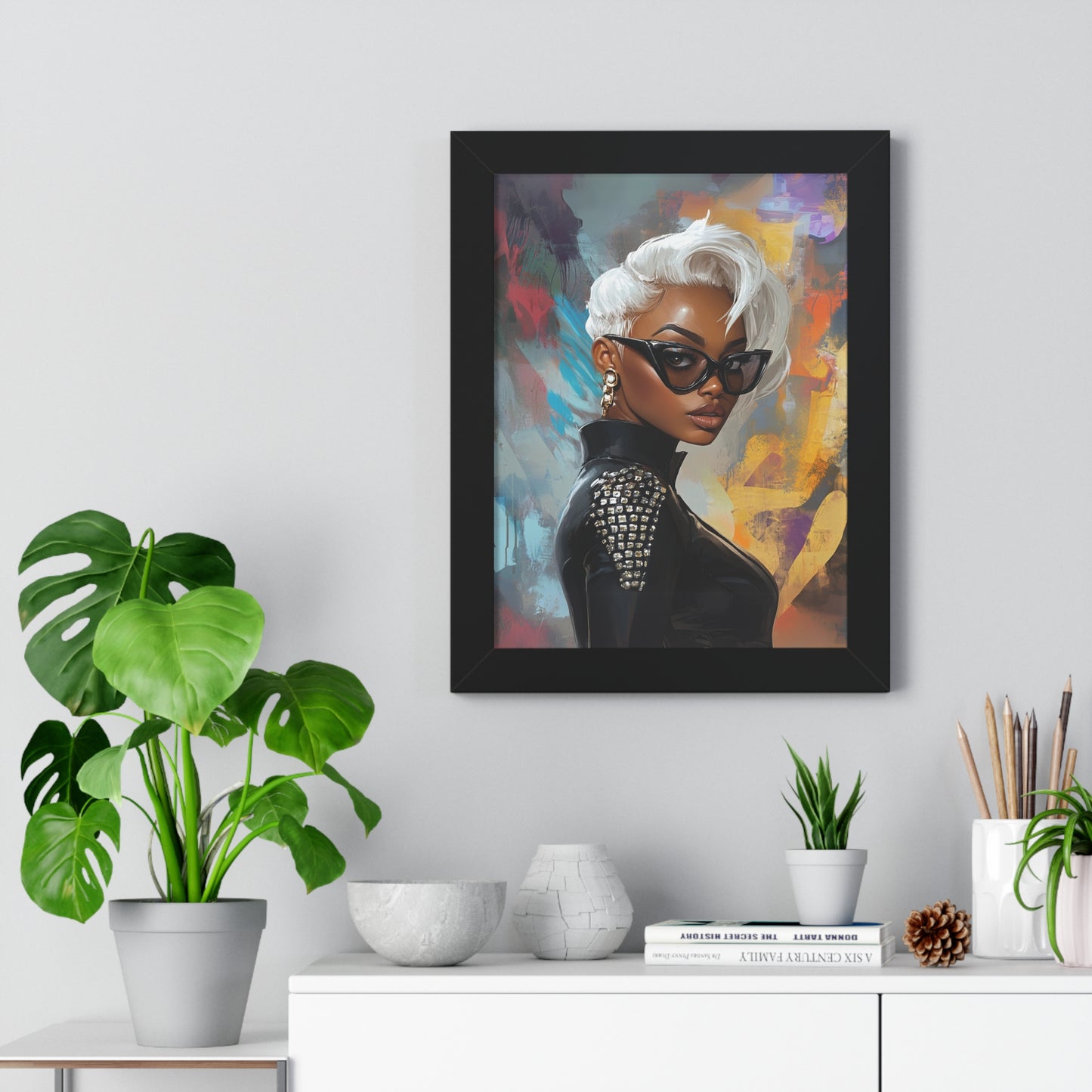 Chic Framed Platinum Diva Poster - Stylish Wall Art for Trendsetters