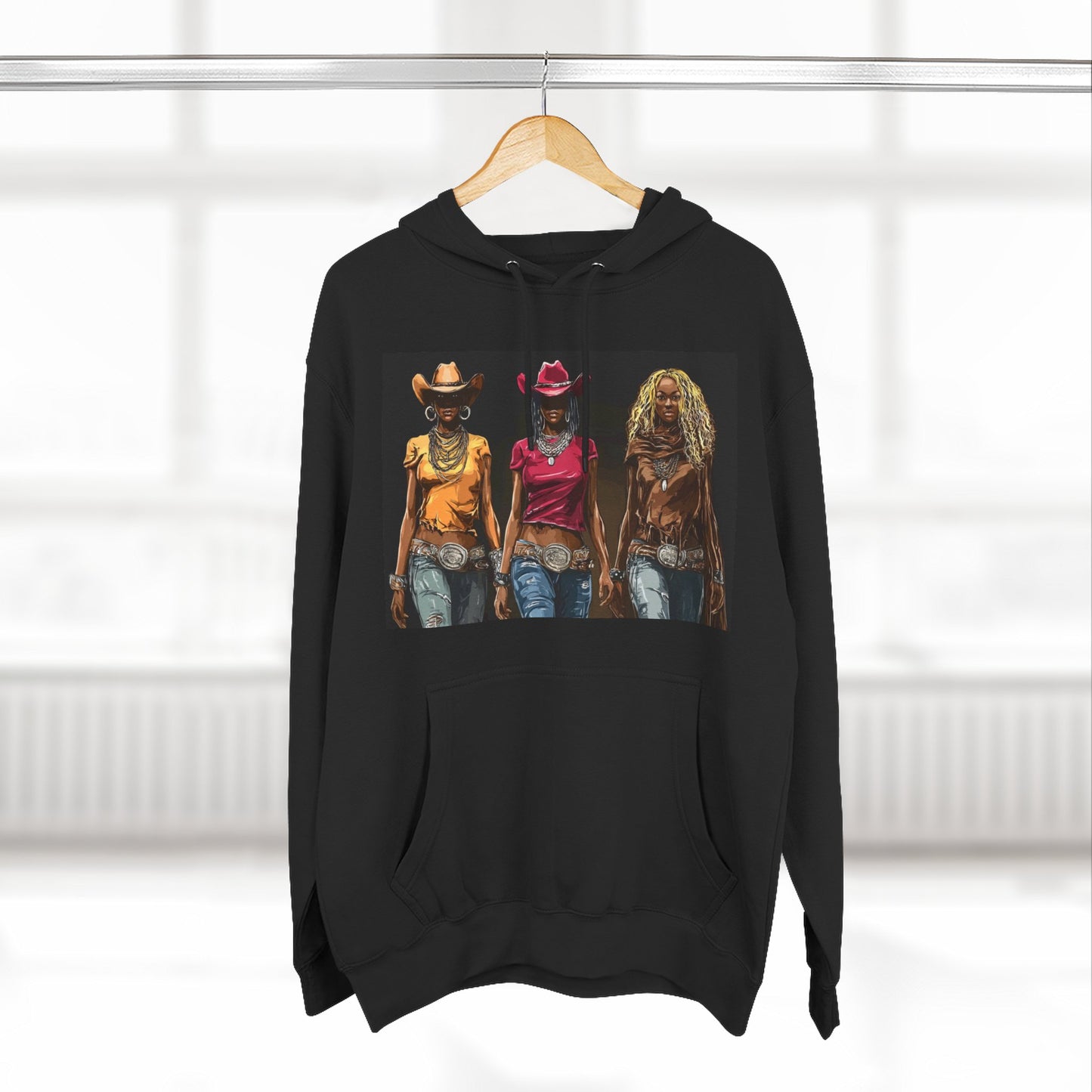 “Western Reign” Hoodie — Edgy Cowgirl Portraits Graphic Sweatshirt