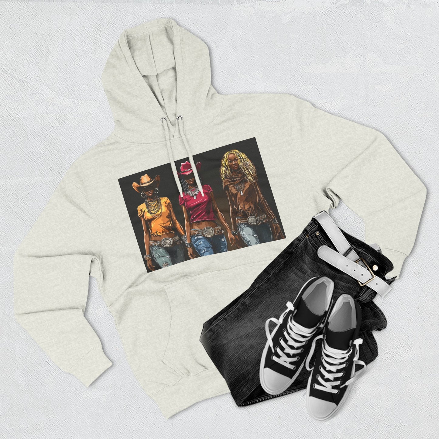“Western Reign” Hoodie — Edgy Cowgirl Portraits Graphic Sweatshirt