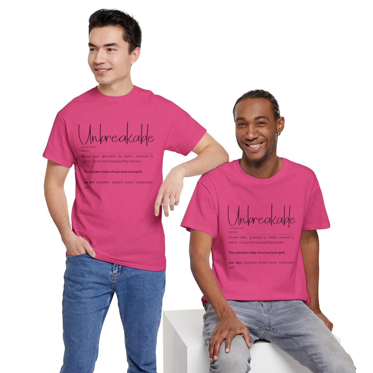"Unbreakable" Unisex Heavy Cotton Tee - Rooted deep, Grounded by history | Casual Wear, Inspirational Gift, Everyday Comfort, Birthday Present, Motivational Apparel
