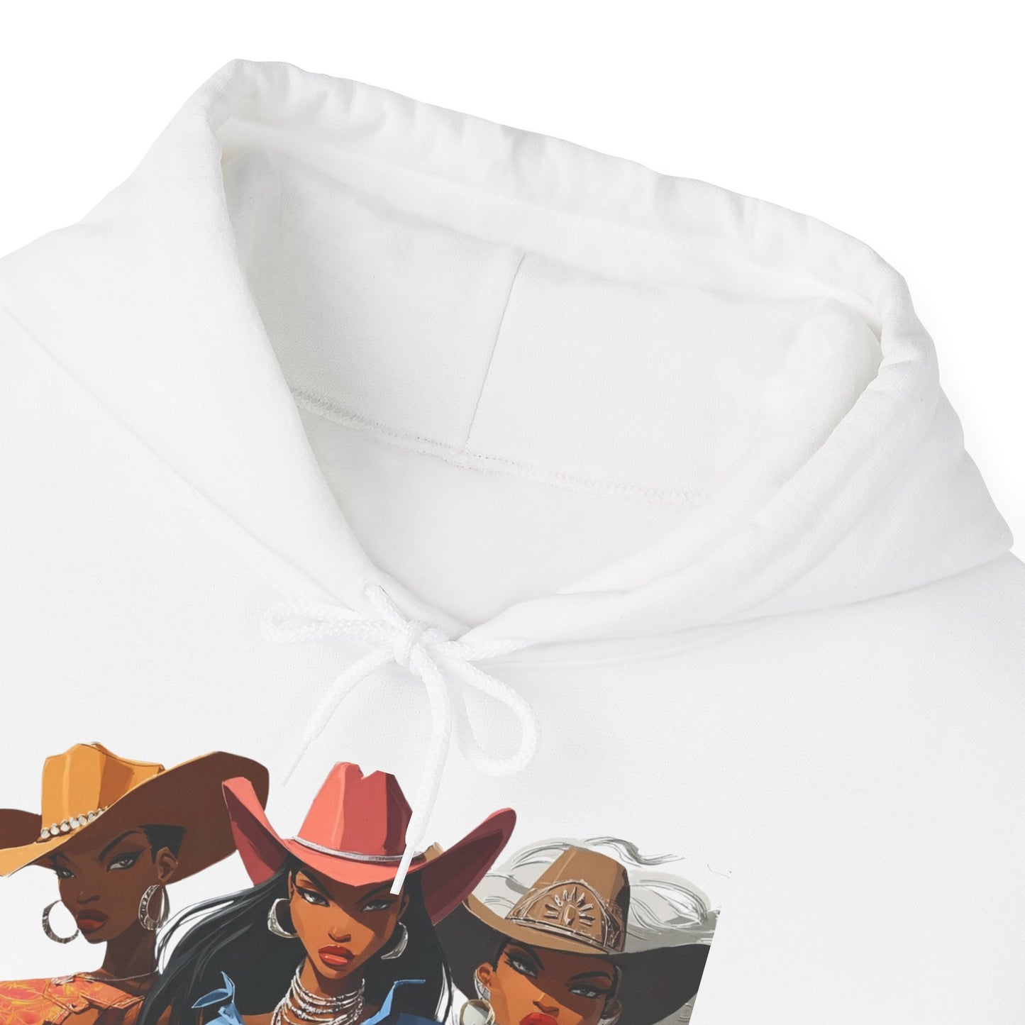 “Yeehaw & Unbothered” Trio Hoodie — Retro Western Cowgirl Graphic Sweatshirt
