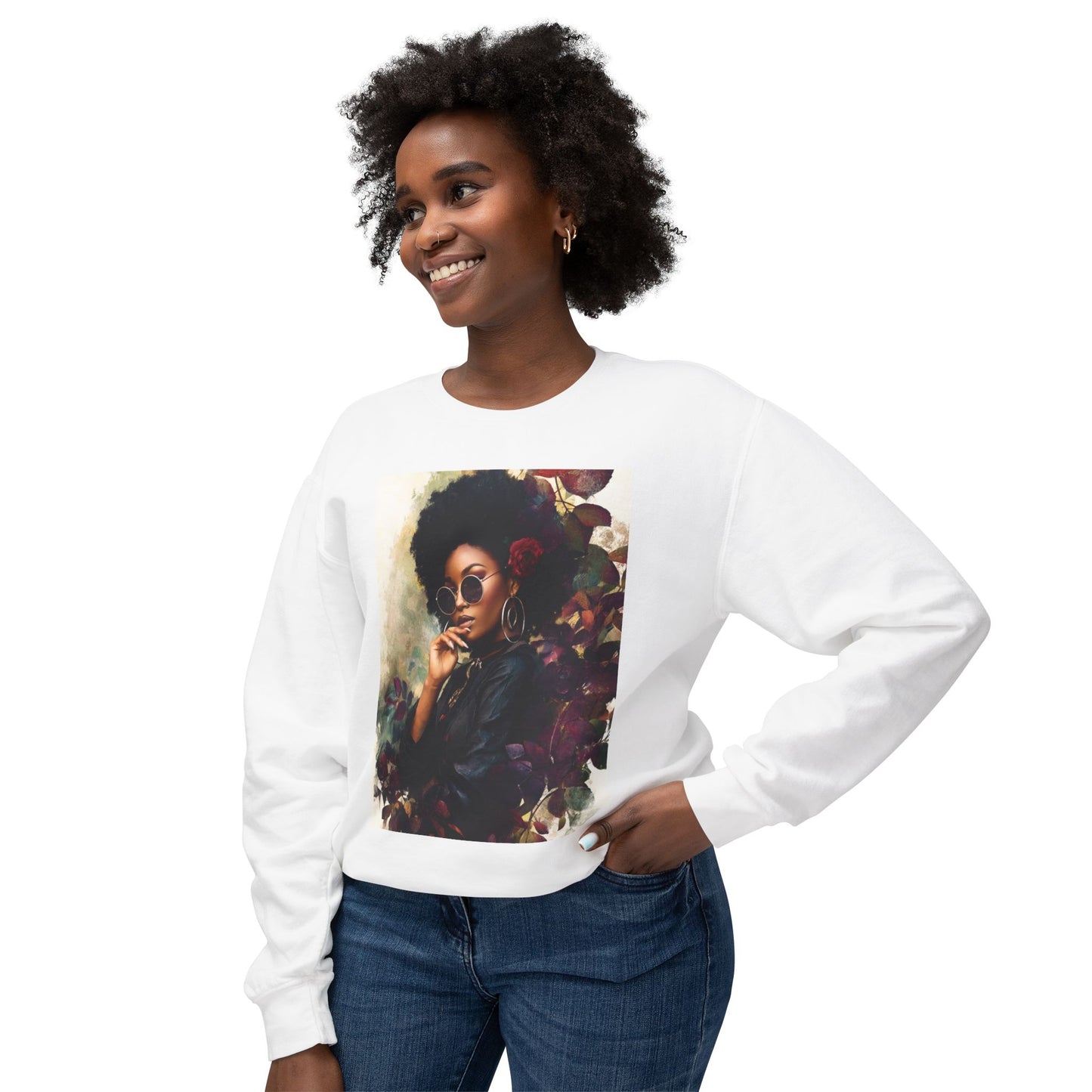 Vintage Floral Art Crewneck Sweatshirt for Trendy Fashion Lovers