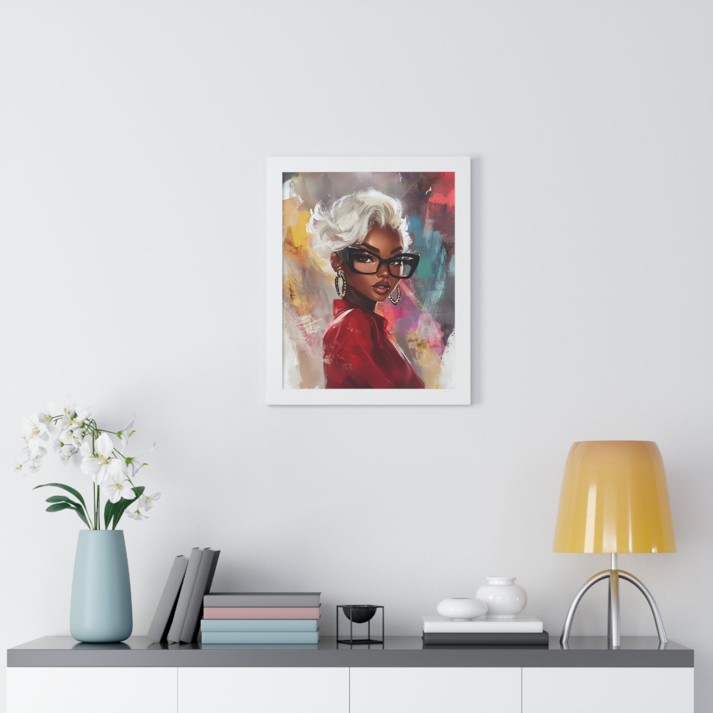 Chic Black Woman Framed Vertical Poster - Stylish Home Decor Art