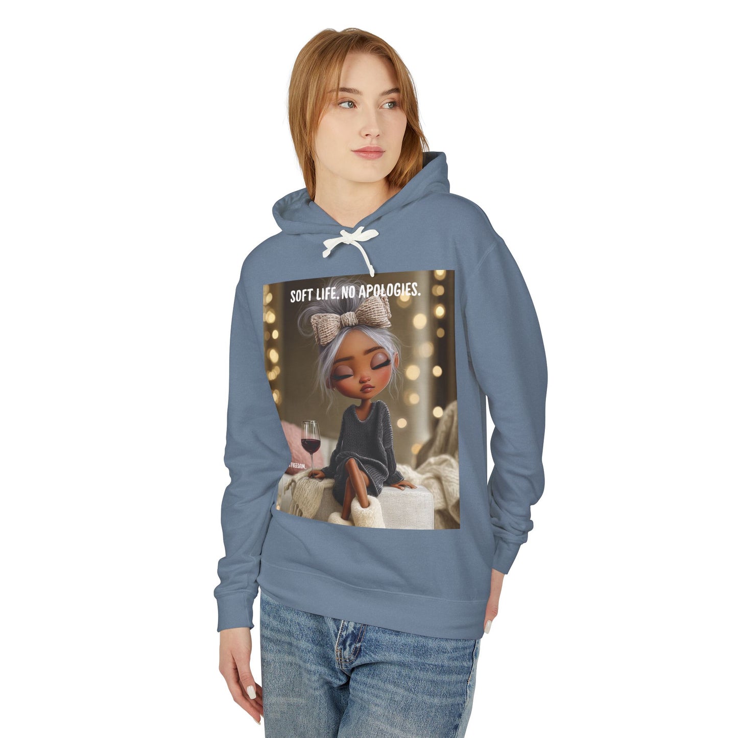 “Cheers to Me.” Hoodie — Relaxed Girl Illustration Sweatshirt