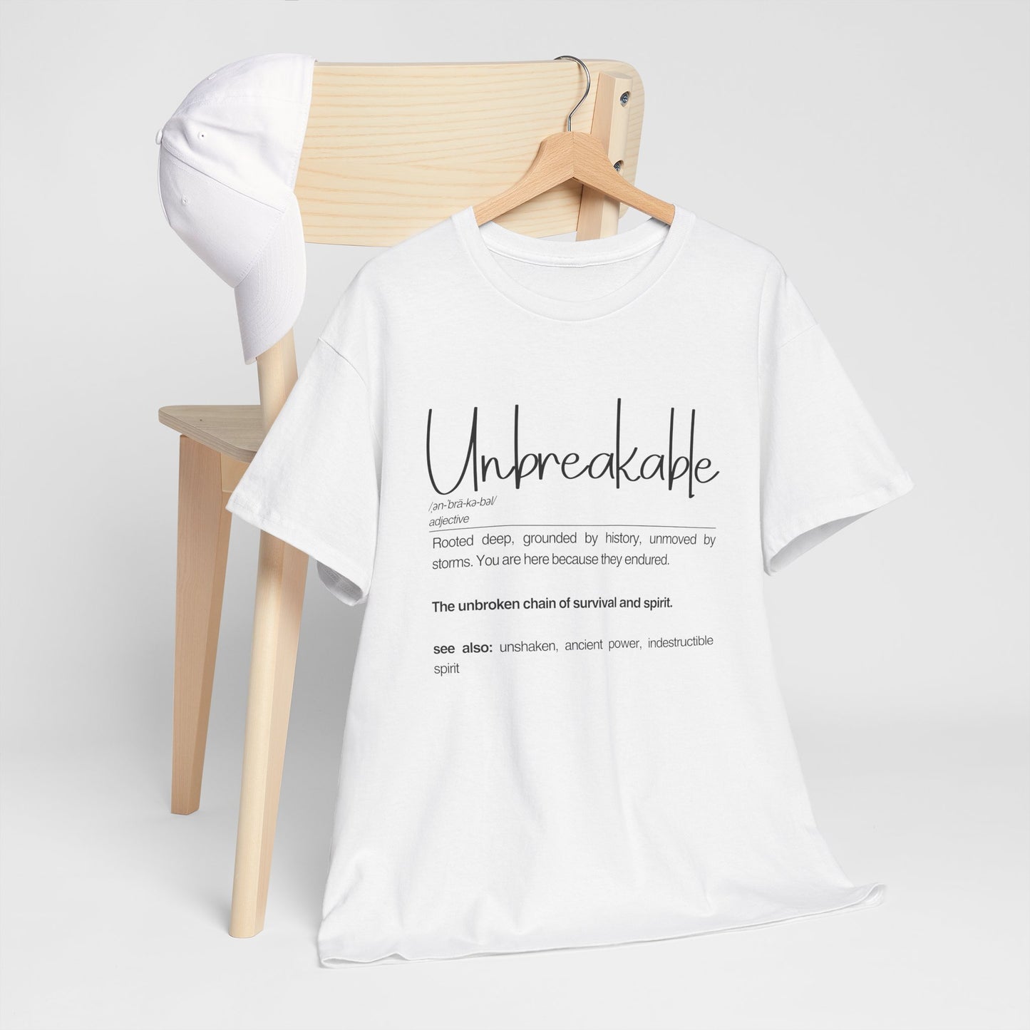 "Unbreakable" Unisex Heavy Cotton Tee - Rooted deep, Grounded by history | Casual Wear, Inspirational Gift, Everyday Comfort, Birthday Present, Motivational Apparel