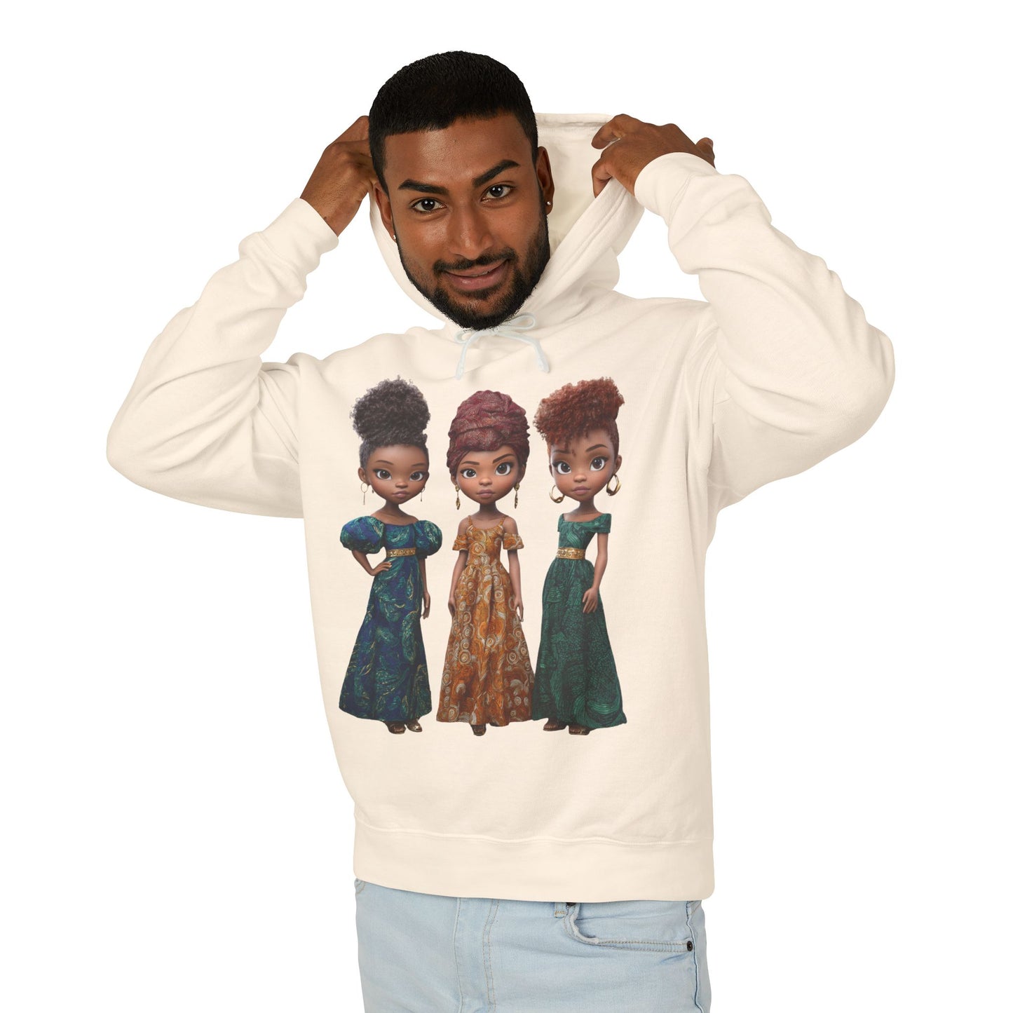 African Heritage Royalty Doll Trio Graphic Lightweight Hoodie