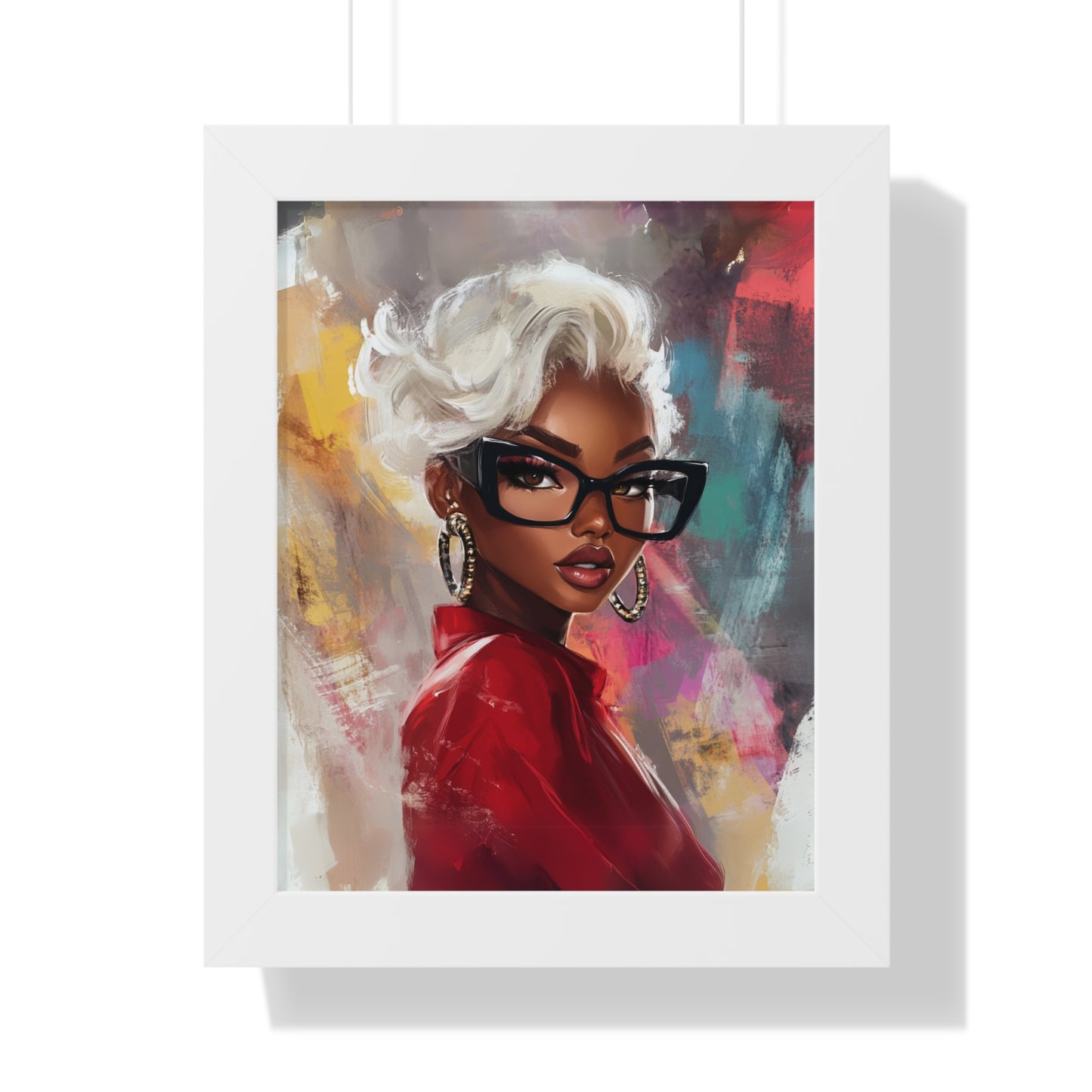 Chic Black Woman Framed Vertical Poster - Stylish Home Decor Art