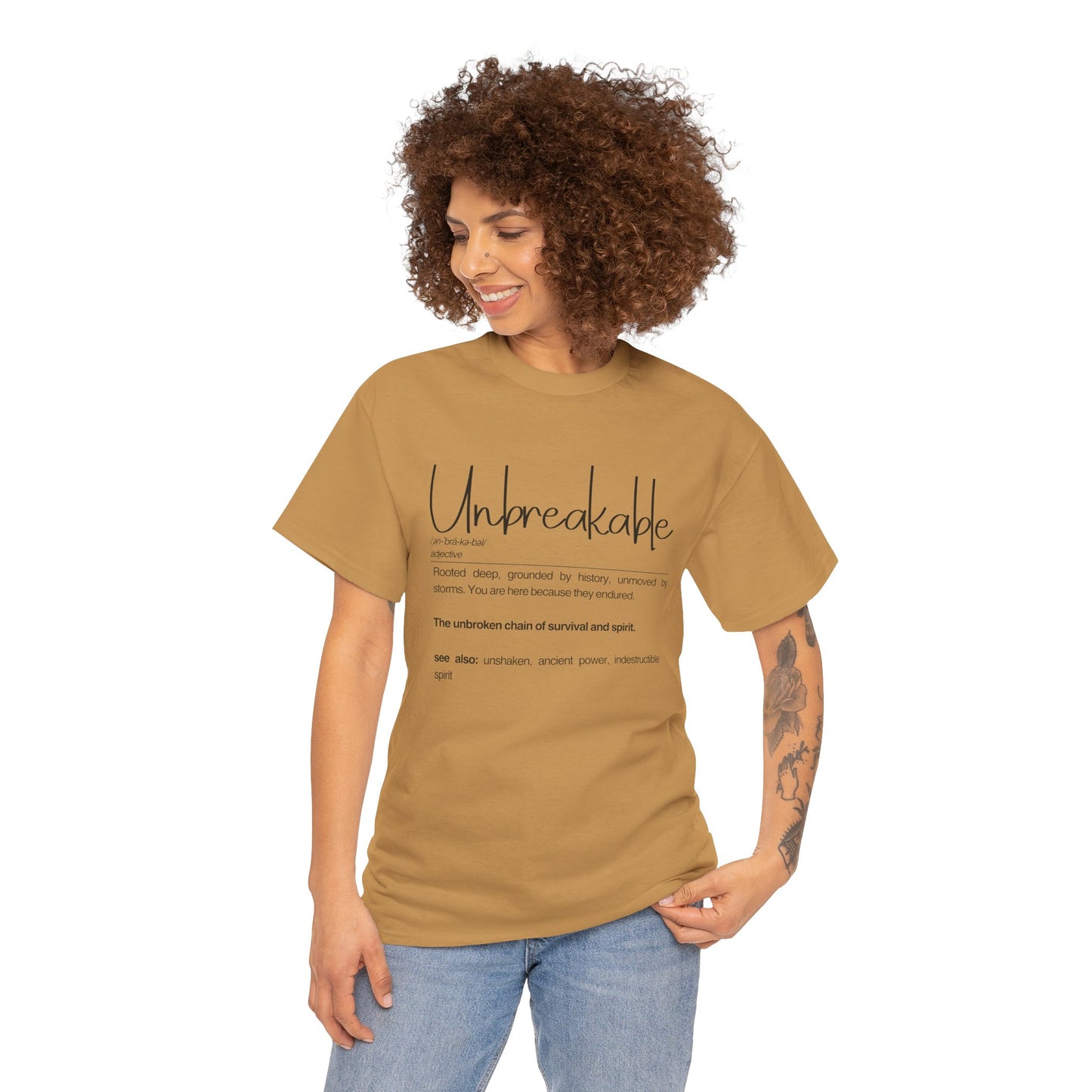 "Unbreakable" Unisex Heavy Cotton Tee - Rooted deep, Grounded by history | Casual Wear, Inspirational Gift, Everyday Comfort, Birthday Present, Motivational Apparel