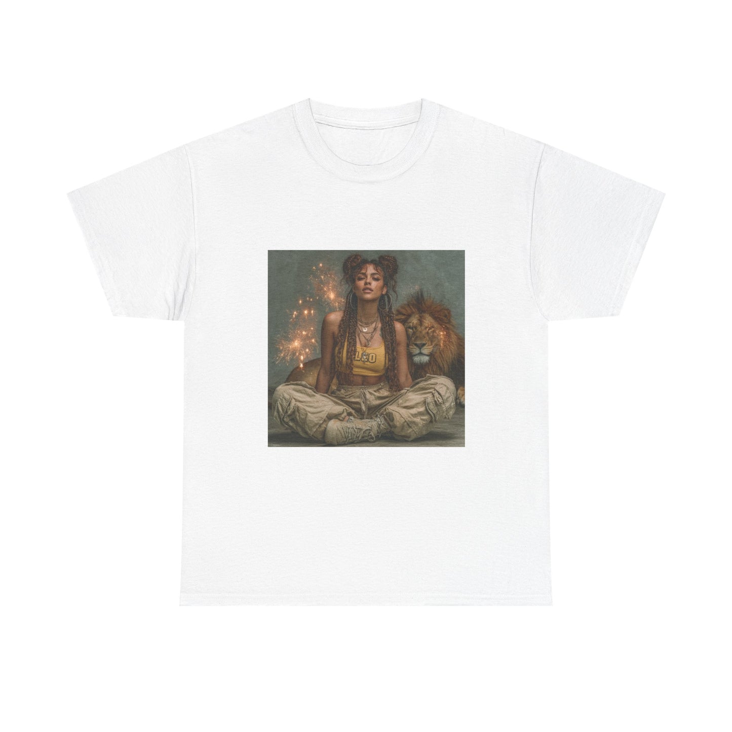 Leo Graphic Tee | Unisex Heavy Cotton T-Shirt for Yoga Lovers, Mindfulness, Gift for Her, Relaxation