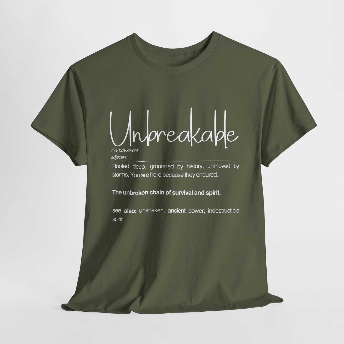 Unbreakable Definition Tee | Unisex Heavy Cotton Shirt, Vintage Inspirational Gift, Casual Wear, Motivational Quote T-Shirt