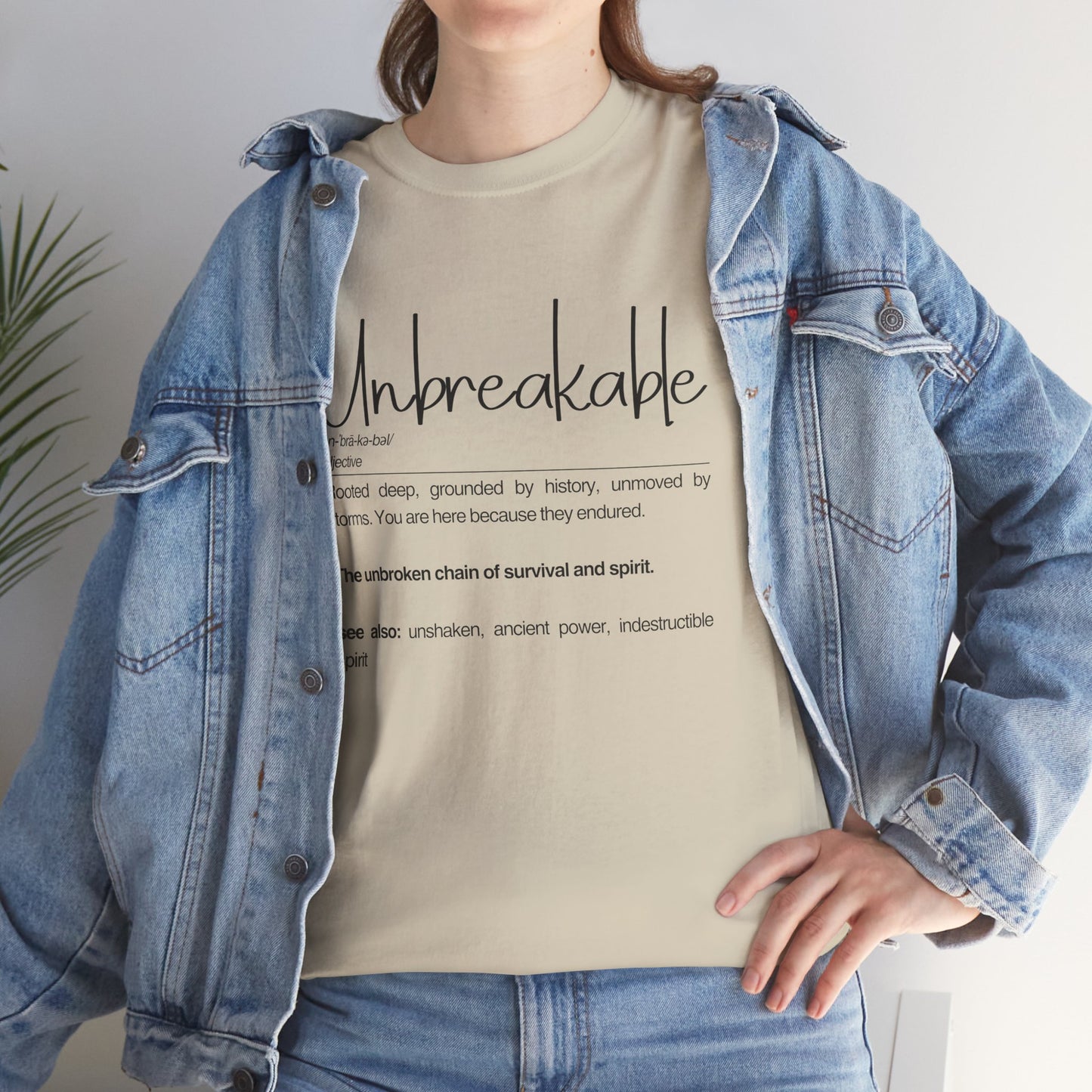 "Unbreakable" Unisex Heavy Cotton Tee - Rooted deep, Grounded by history | Casual Wear, Inspirational Gift, Everyday Comfort, Birthday Present, Motivational Apparel