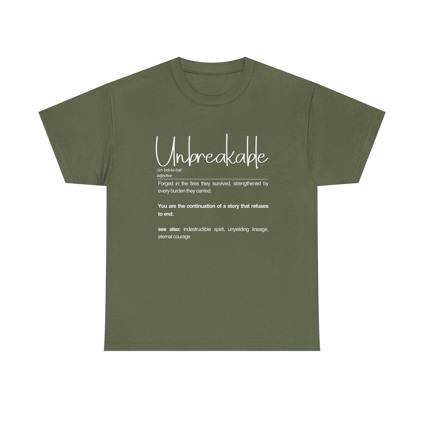 Unbreakable Unisex Heavy Cotton Tee - Motivational Shirt, Gift for Strength, Empowerment Apparel, Everyday Wear, Inspirational Clothing