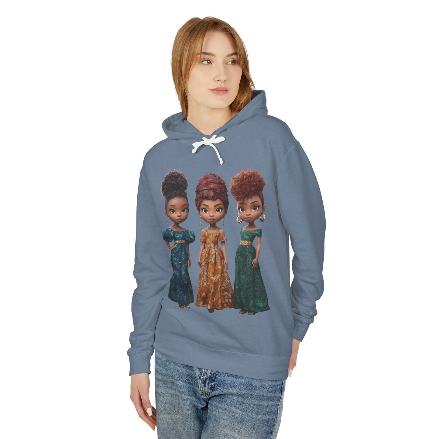 African Heritage Royalty Doll Trio Graphic Lightweight Hoodie