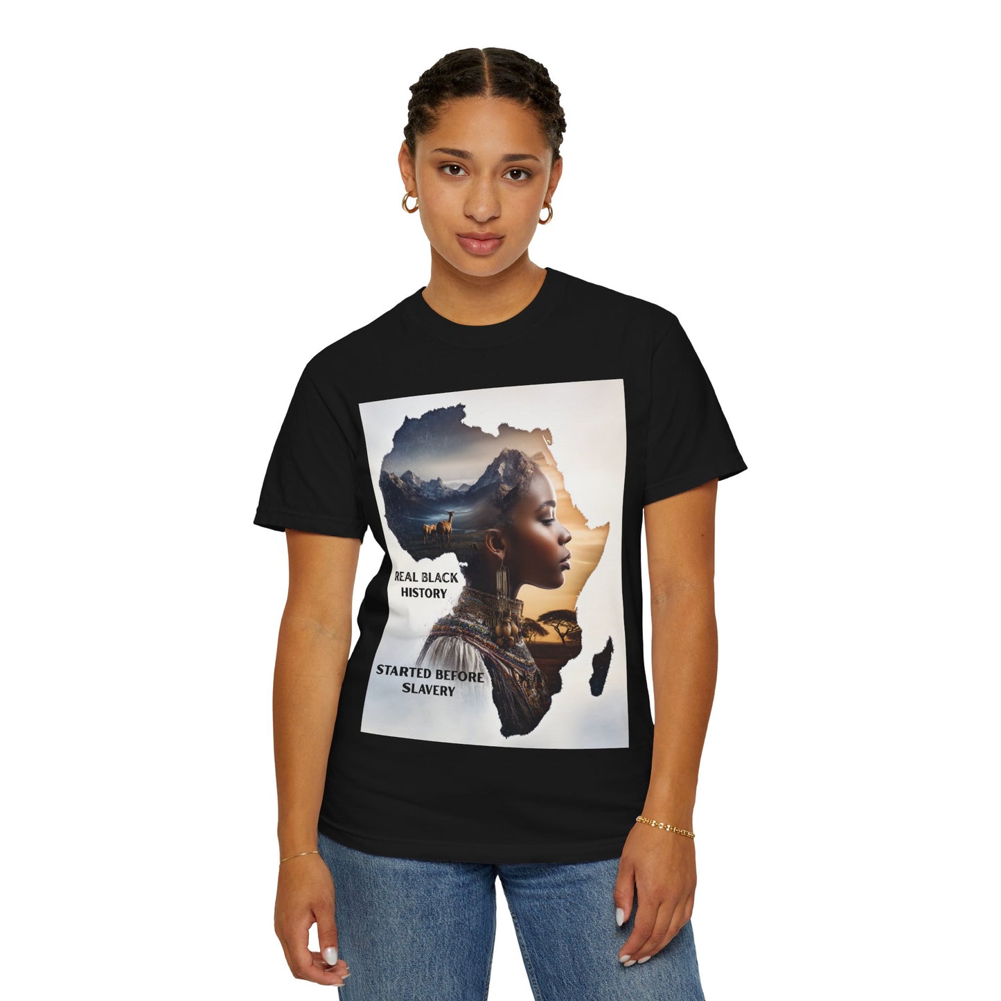 "Real Black History Started Before Slavery" African Heritage Graphic Tee