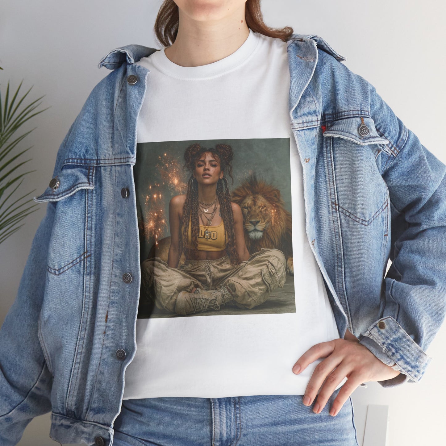Leo Graphic Tee | Unisex Heavy Cotton T-Shirt for Yoga Lovers, Mindfulness, Gift for Her, Relaxation