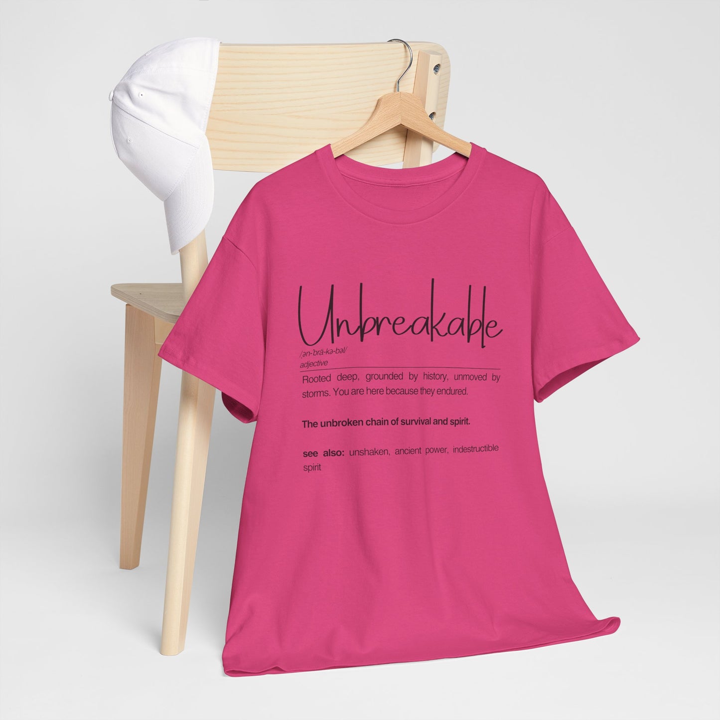 "Unbreakable" Unisex Heavy Cotton Tee - Rooted deep, Grounded by history | Casual Wear, Inspirational Gift, Everyday Comfort, Birthday Present, Motivational Apparel
