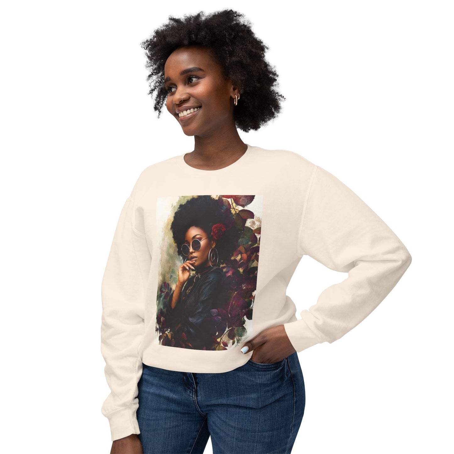 Vintage Floral Art Crewneck Sweatshirt for Trendy Fashion Lovers