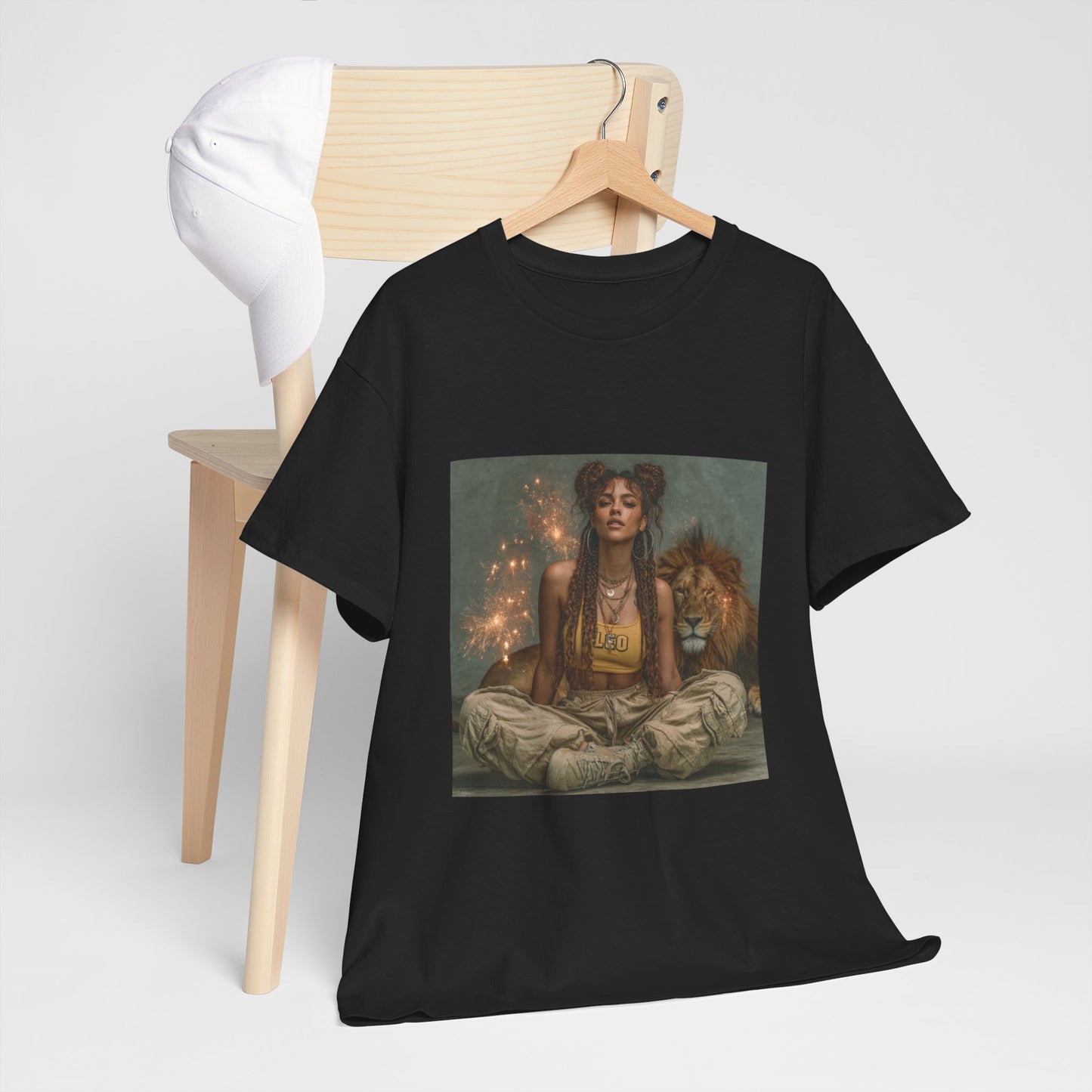 Leo Graphic Tee | Unisex Heavy Cotton T-Shirt for Yoga Lovers, Mindfulness, Gift for Her, Relaxation