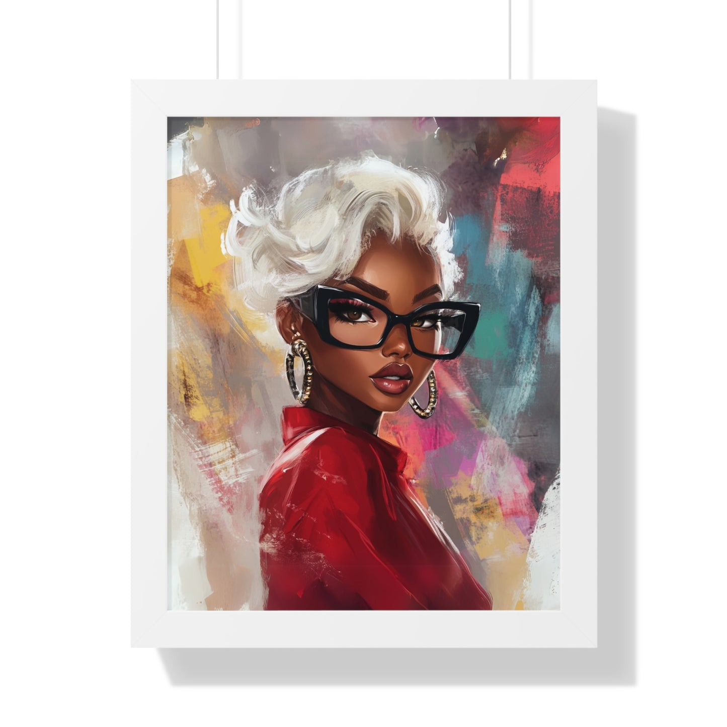Chic Black Woman Framed Vertical Poster - Stylish Home Decor Art